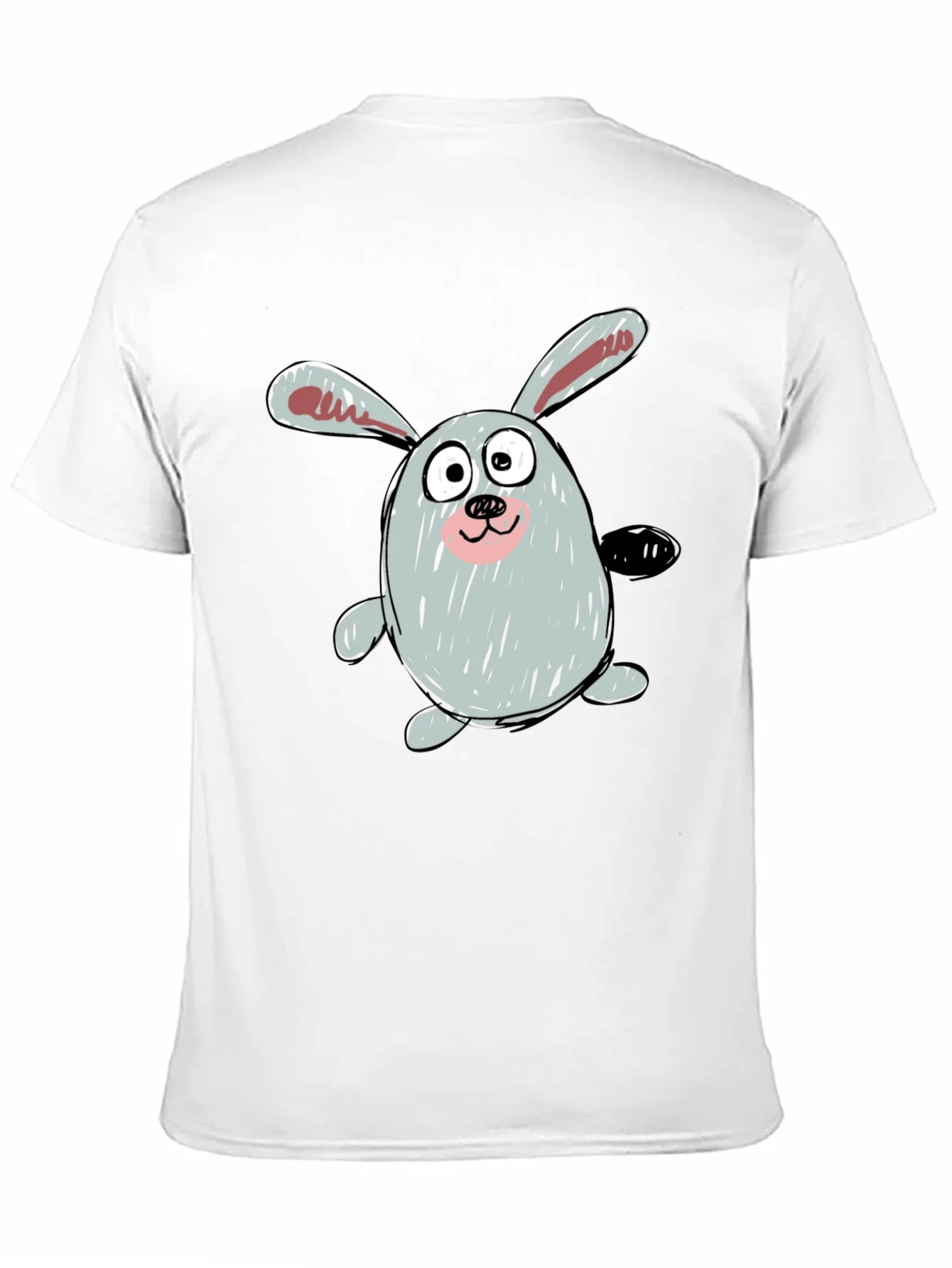 Rebbecca Cartoon Bunny Graphic Tee - Casual Black T-Shirt