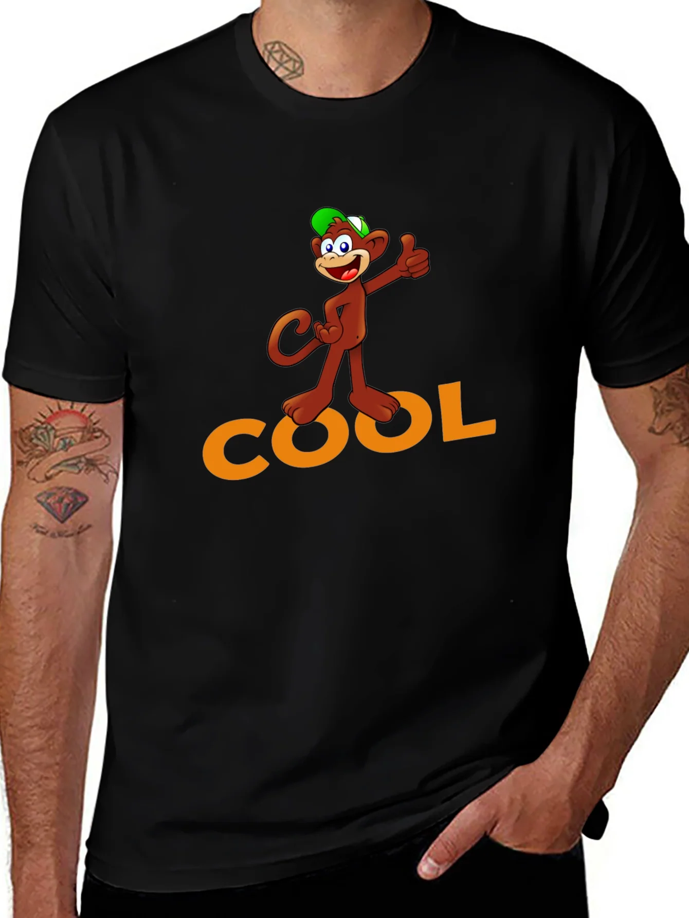 Camiseta Negra con Dise?o de Mono Cool