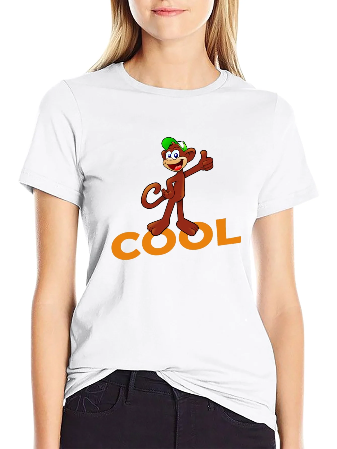Camiseta Negra con Dise?o de Mono Cool