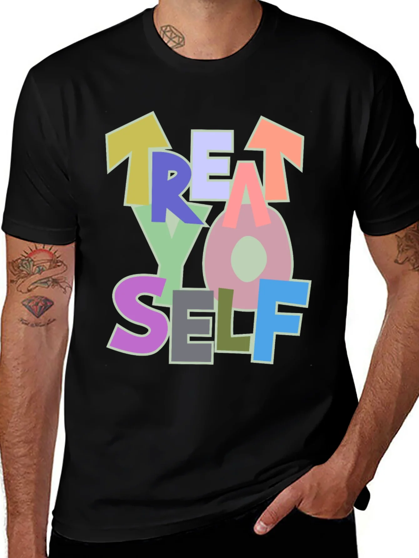Camiseta Negra Treat Yo Self Estilo Casual