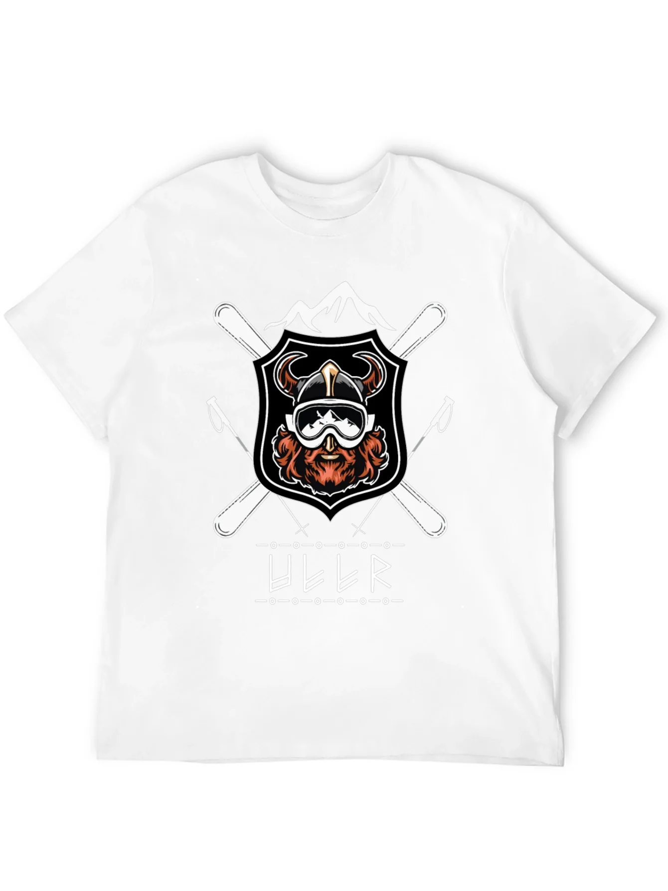 Camiseta Negra con Dise?o de Esqu¨ª Vikingo Ullr
