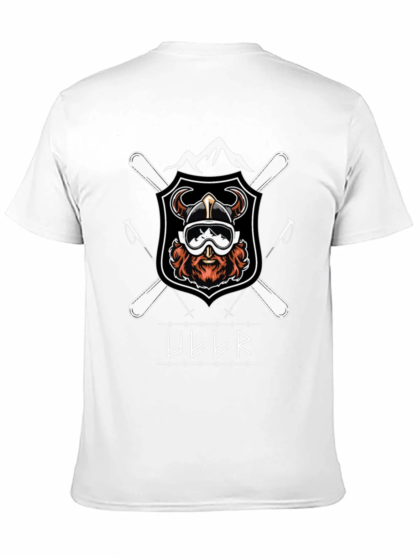 Camiseta Negra con Dise?o de Esqu¨ª Vikingo Ullr