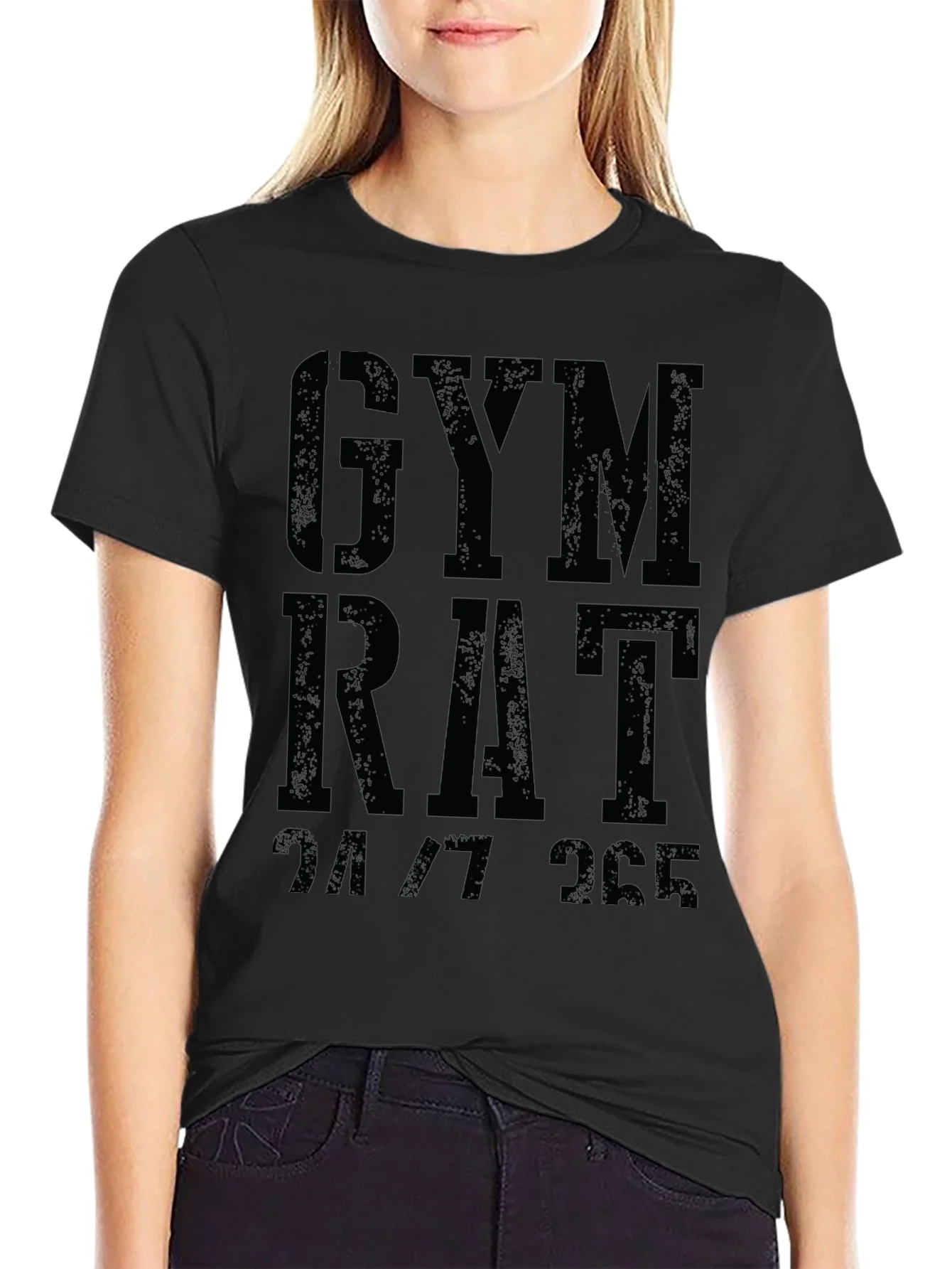Camiseta Negra Gym Rat 24/7 para Entusiastas del Fitness