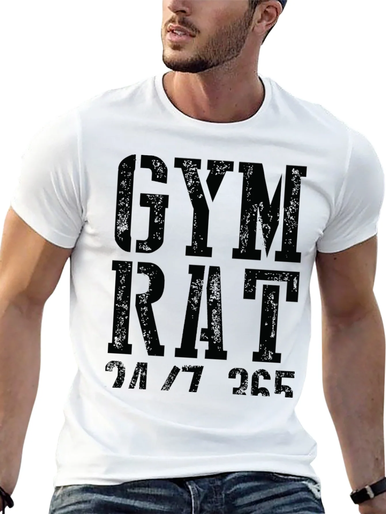 Camiseta Negra Gym Rat 24/7 para Entusiastas del Fitness