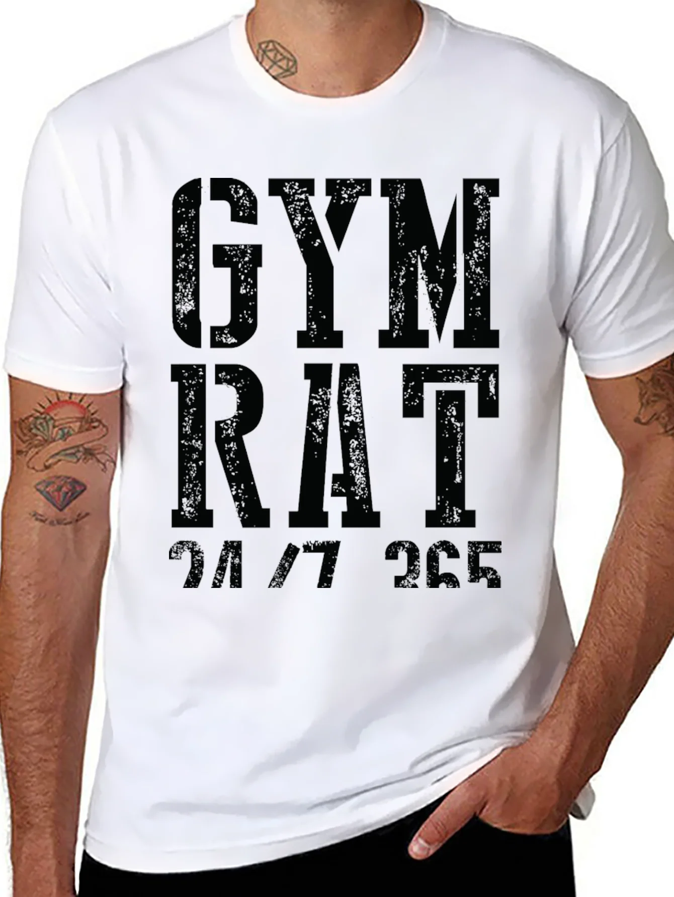 Camiseta Negra Gym Rat 24/7 para Entusiastas del Fitness