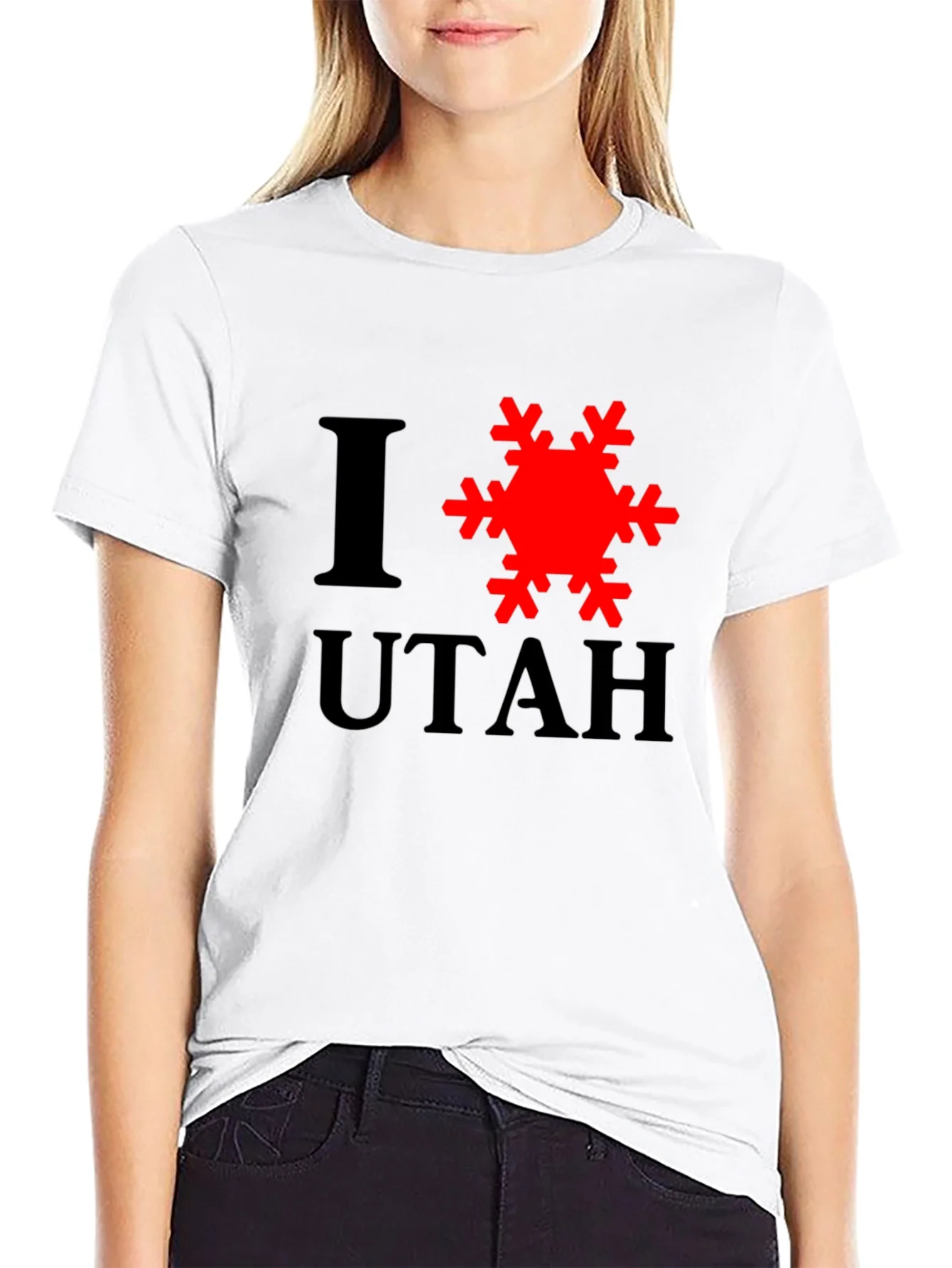 Rebbecca I Love Utah Snowflake Graphic T-Shirt - Black
