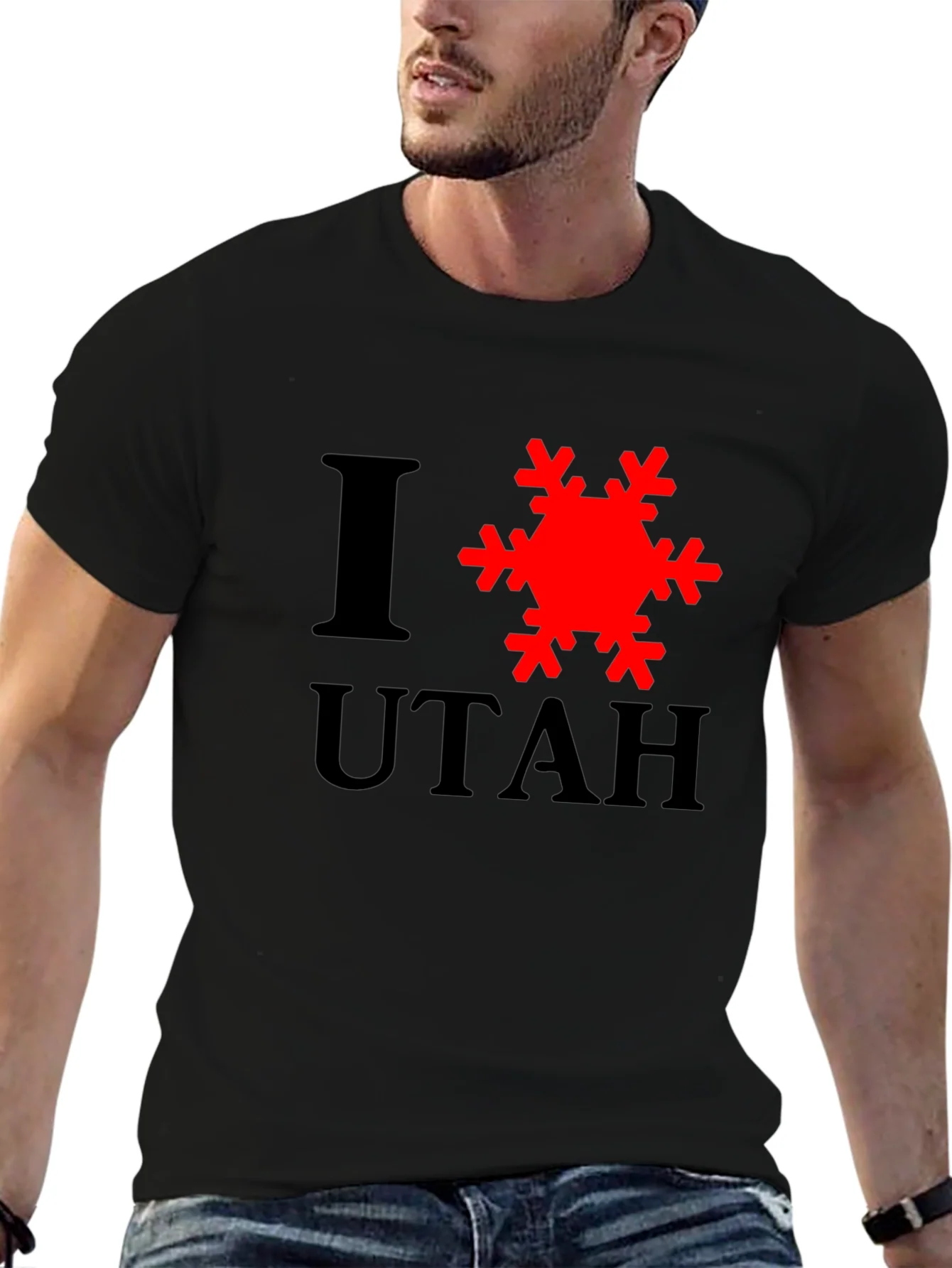 Rebbecca I Love Utah Snowflake Graphic T-Shirt - Black