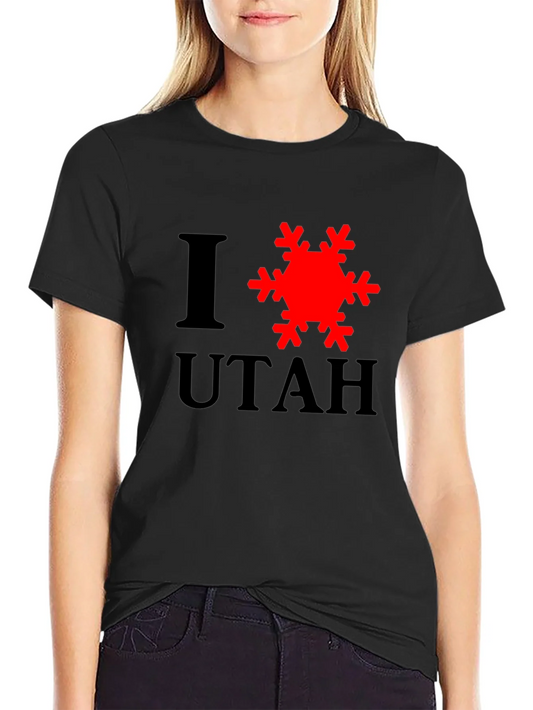 Rebbecca I Love Utah Snowflake Graphic T-Shirt - Black