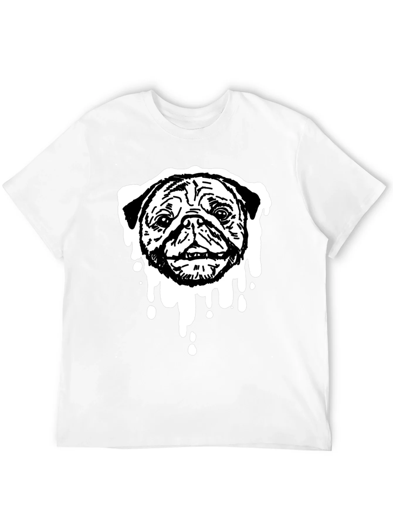 Rebbecca Pug Drip Graphic Tee - Black Cotton Blend