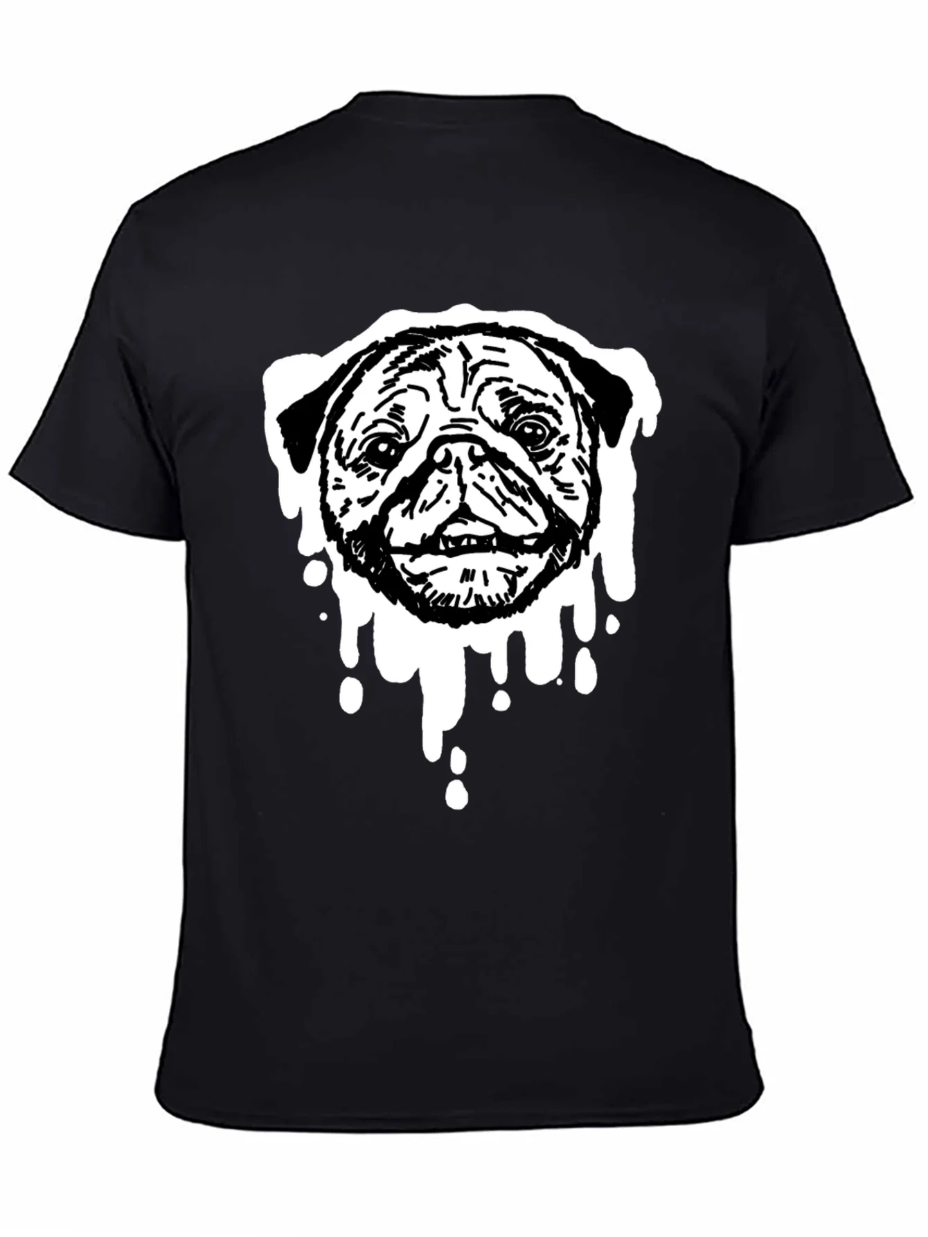 Rebbecca Pug Drip Graphic Tee - Black Cotton Blend