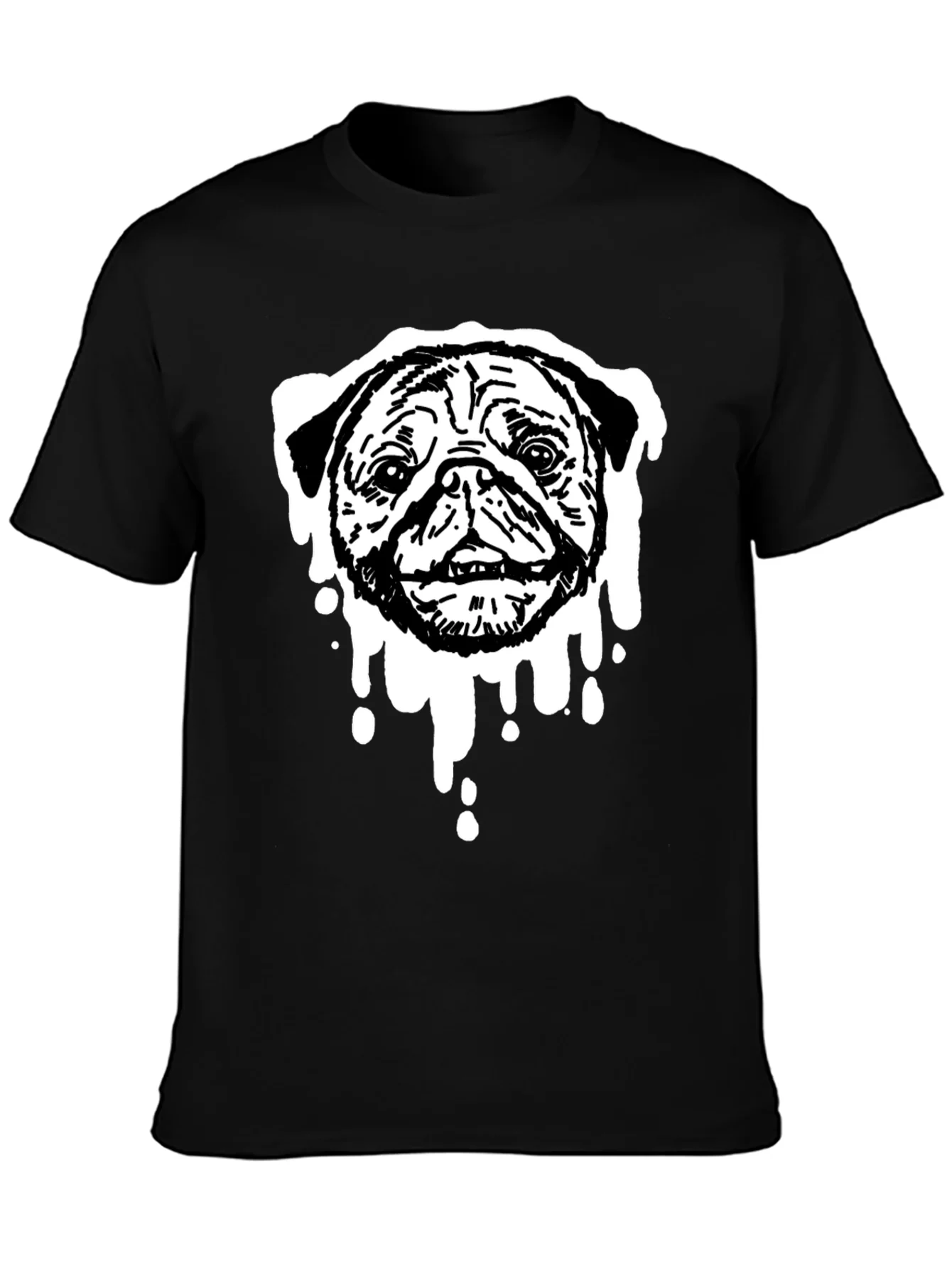 Rebbecca Pug Drip Graphic Tee - Black Cotton Blend