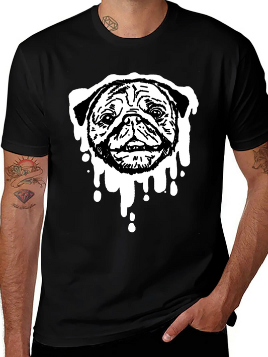 Rebbecca Pug Drip Graphic Tee - Black Cotton Blend