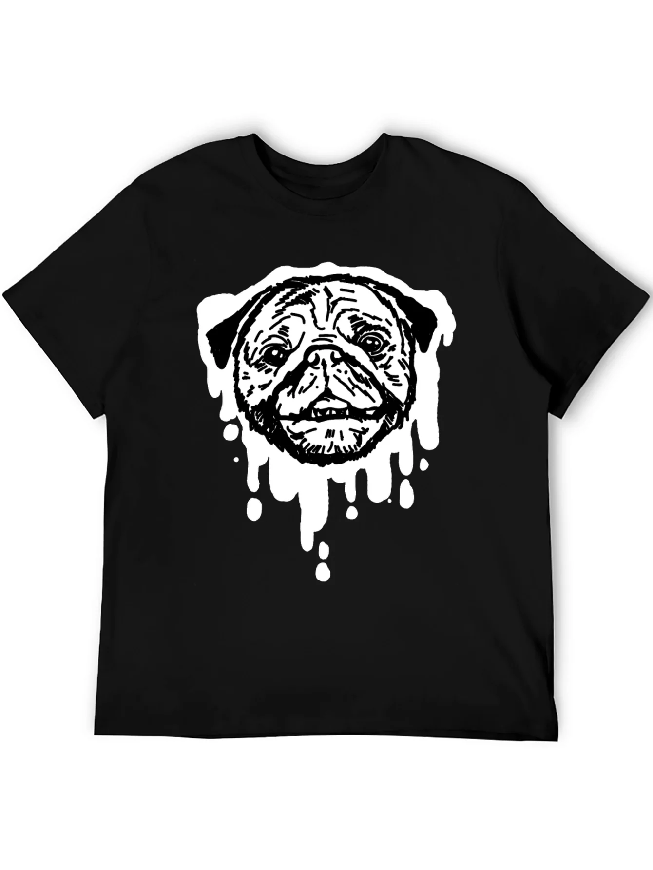 Rebbecca Pug Drip Graphic Tee - Black Cotton Blend
