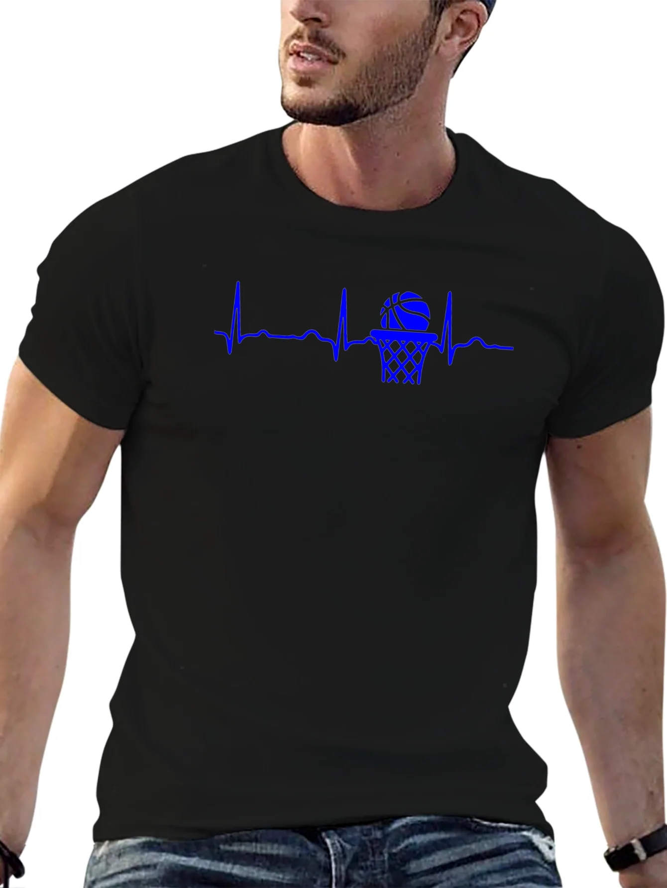Camiseta Negra con Dise?o de Baloncesto
