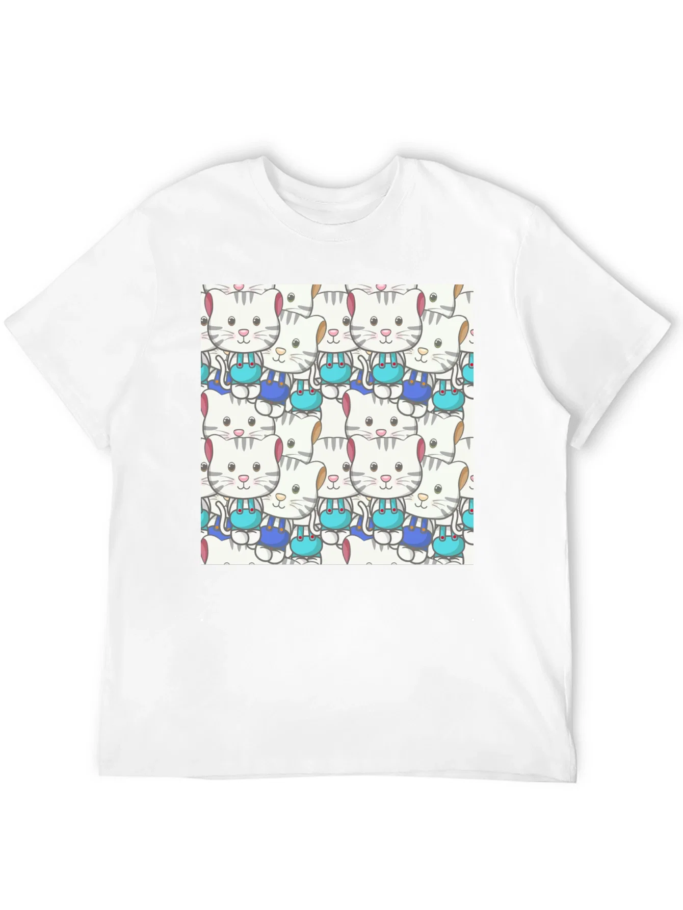 Rebbecca Cute Cats Pattern Black T-Shirt