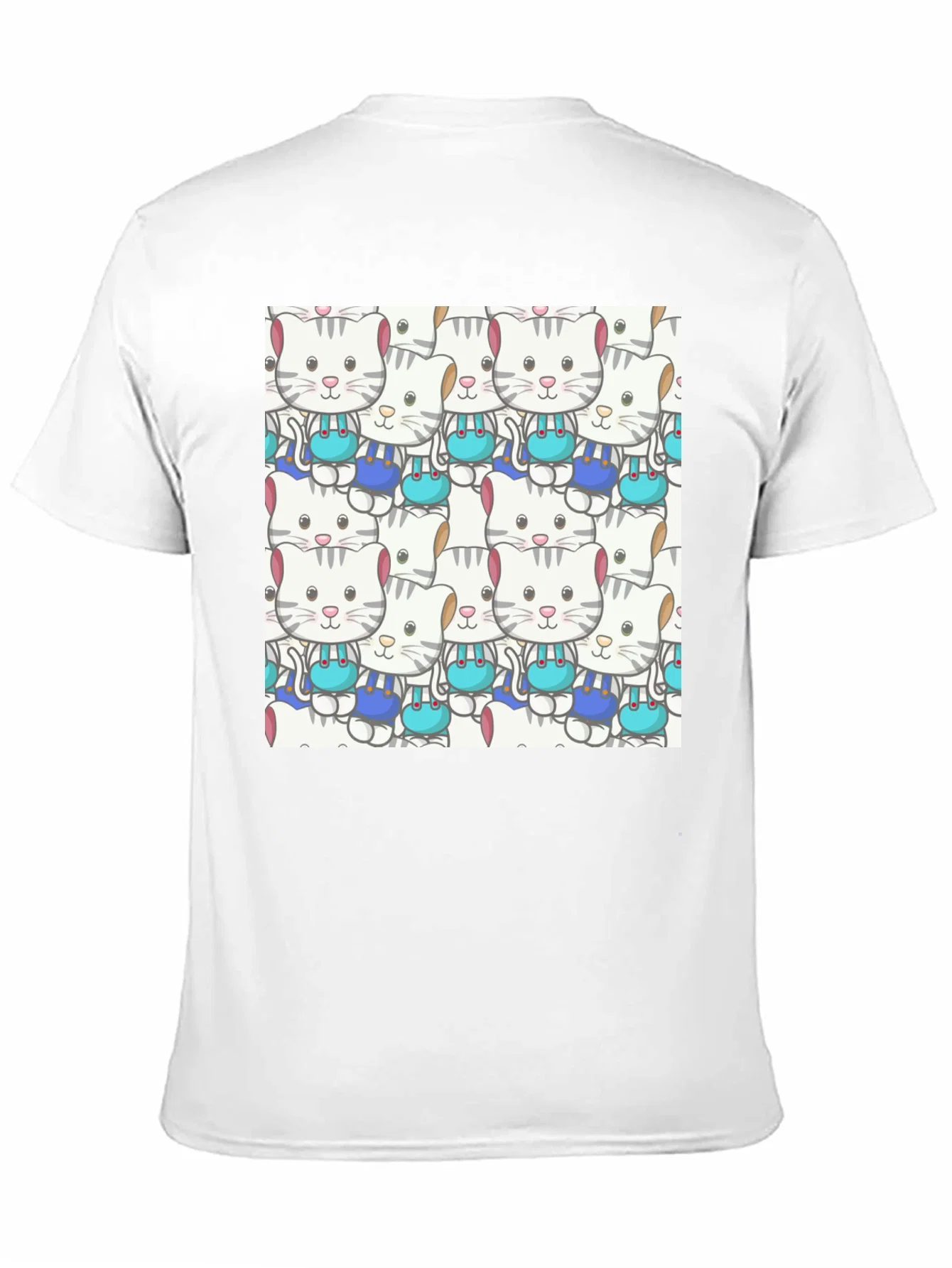 Rebbecca Cute Cats Pattern Black T-Shirt