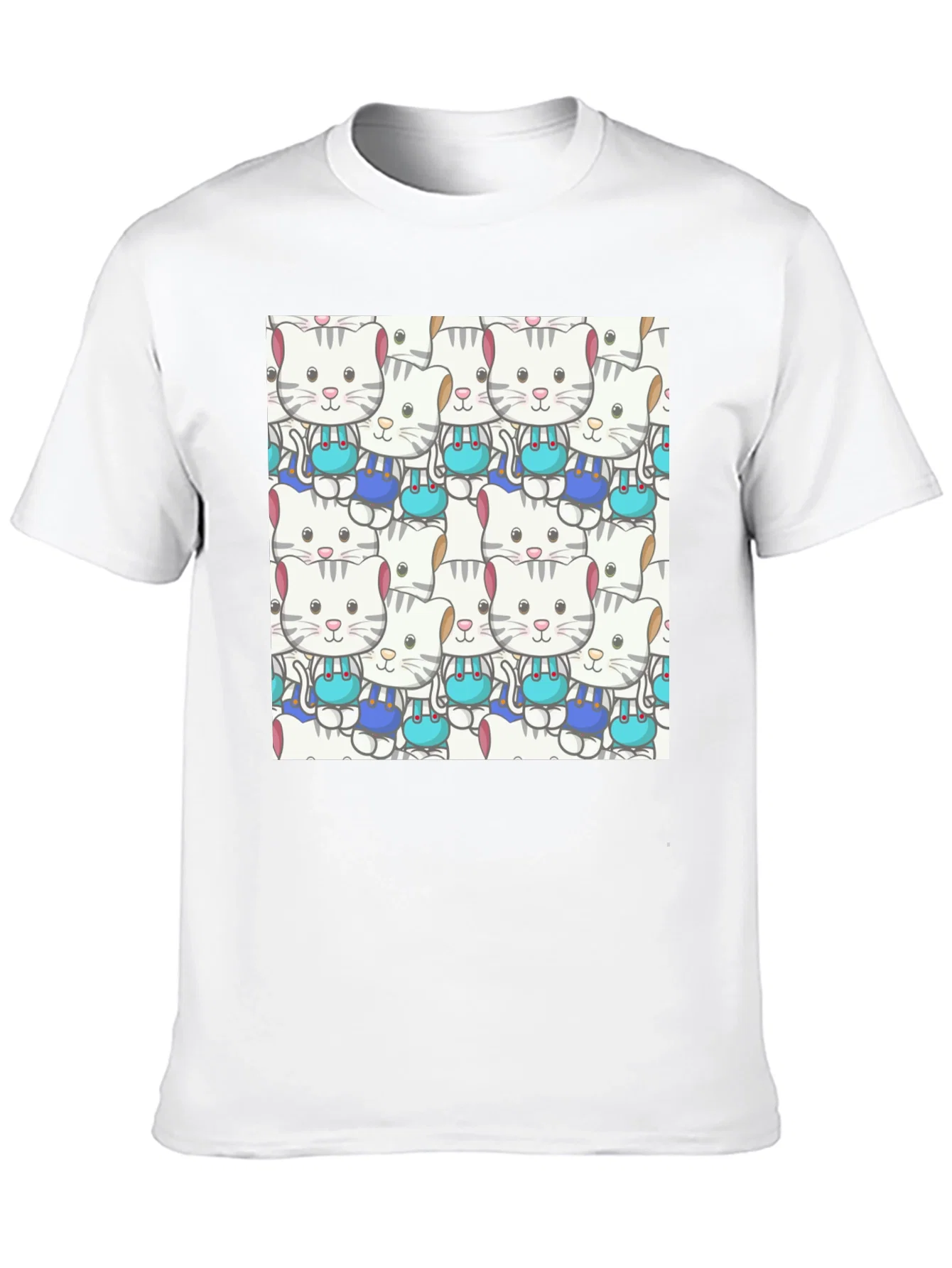Rebbecca Cute Cats Pattern Black T-Shirt