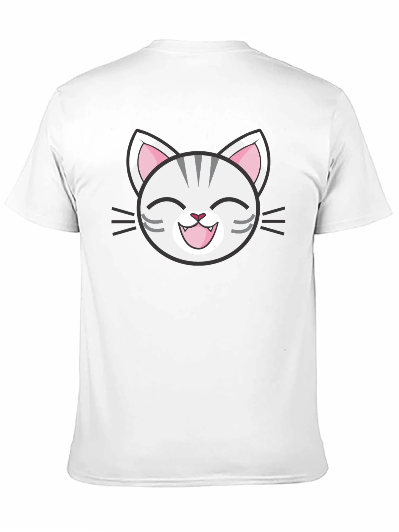 Camiseta Negra con Dise?o de Gato Sonriente