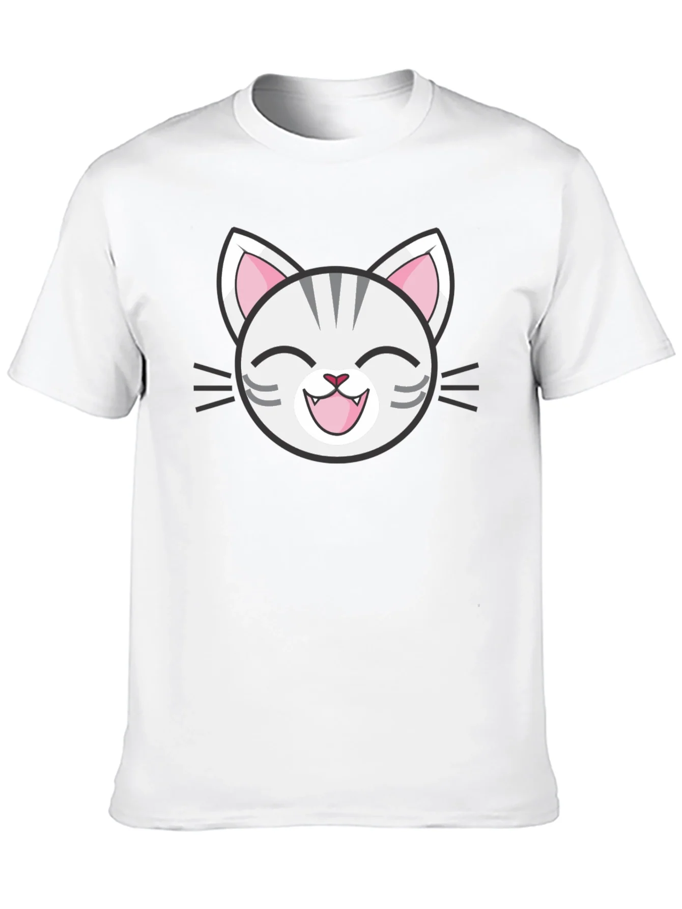 Camiseta Negra con Dise?o de Gato Sonriente