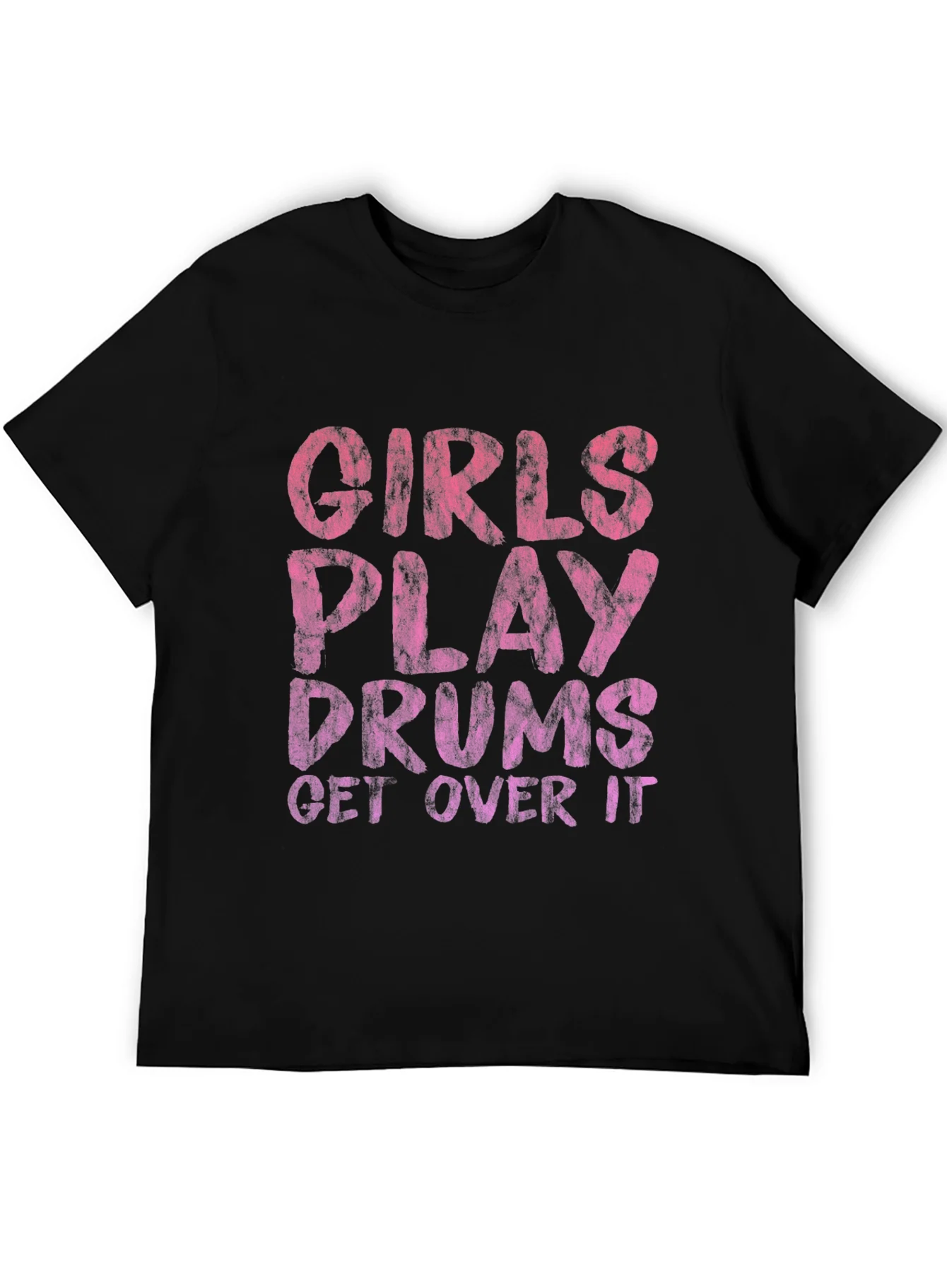 Camiseta Negra con Estampado Girls Play Drums