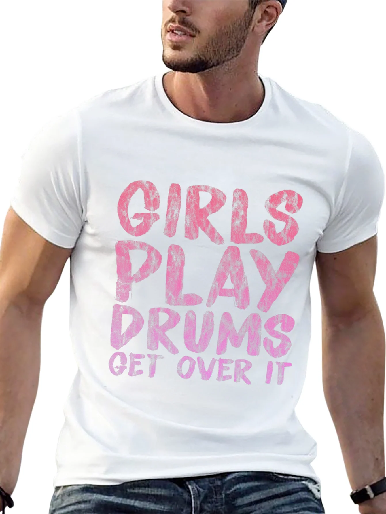 Camiseta Negra con Estampado Girls Play Drums