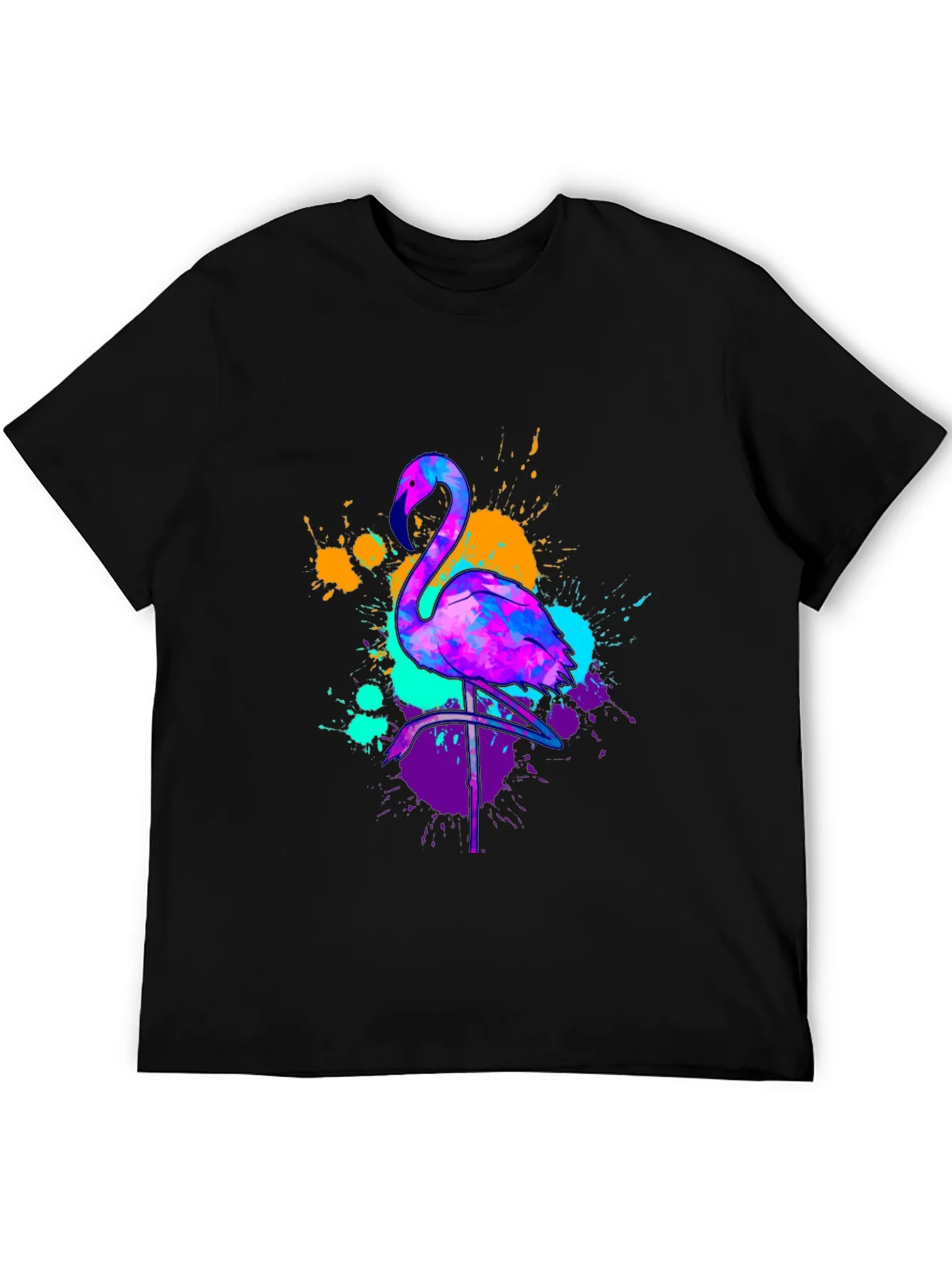 Camiseta Negra con Dise?o de Flamenco Ne¨®n