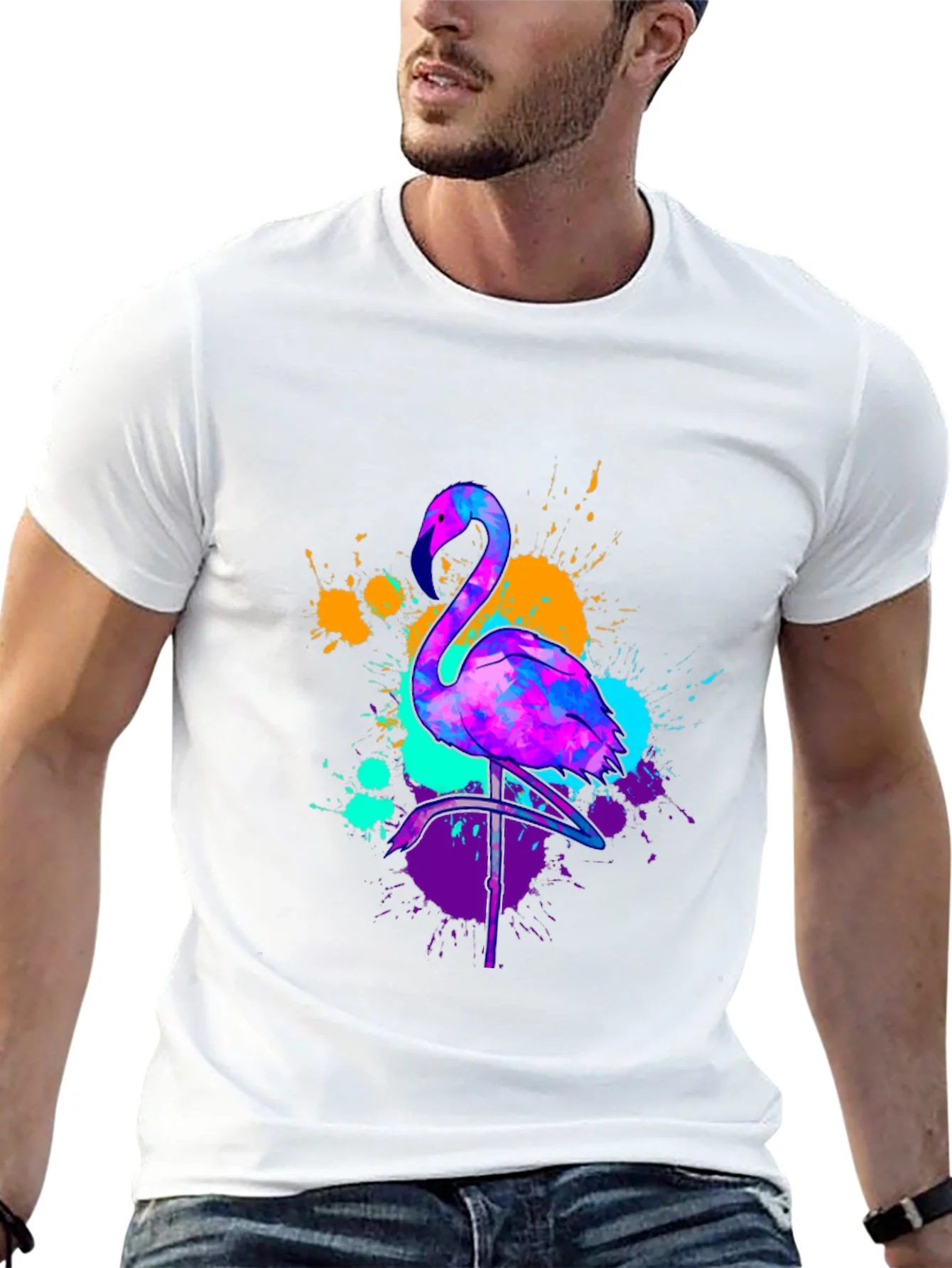 Camiseta Negra con Dise?o de Flamenco Ne¨®n