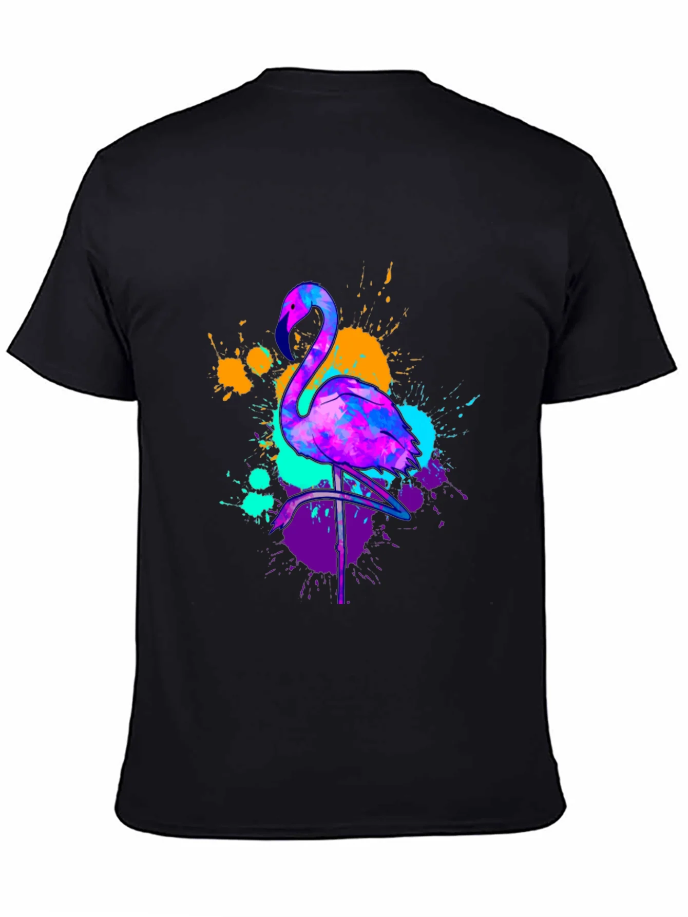 Camiseta Negra con Dise?o de Flamenco Ne¨®n