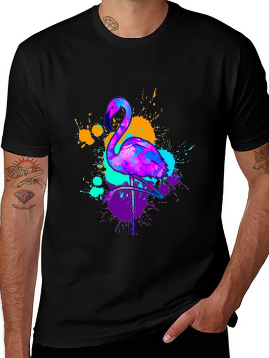 Camiseta Negra con Dise?o de Flamenco Ne¨®n