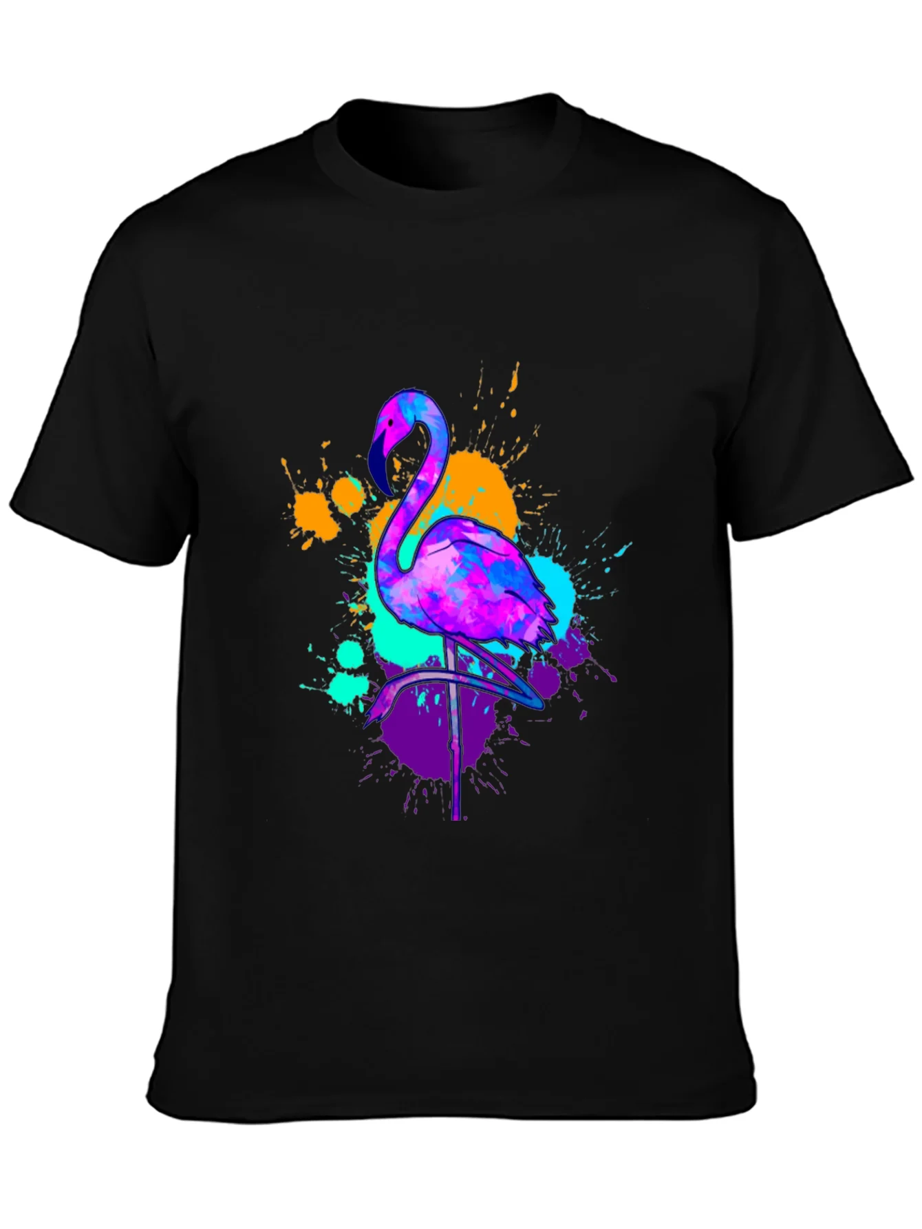Camiseta Negra con Dise?o de Flamenco Ne¨®n