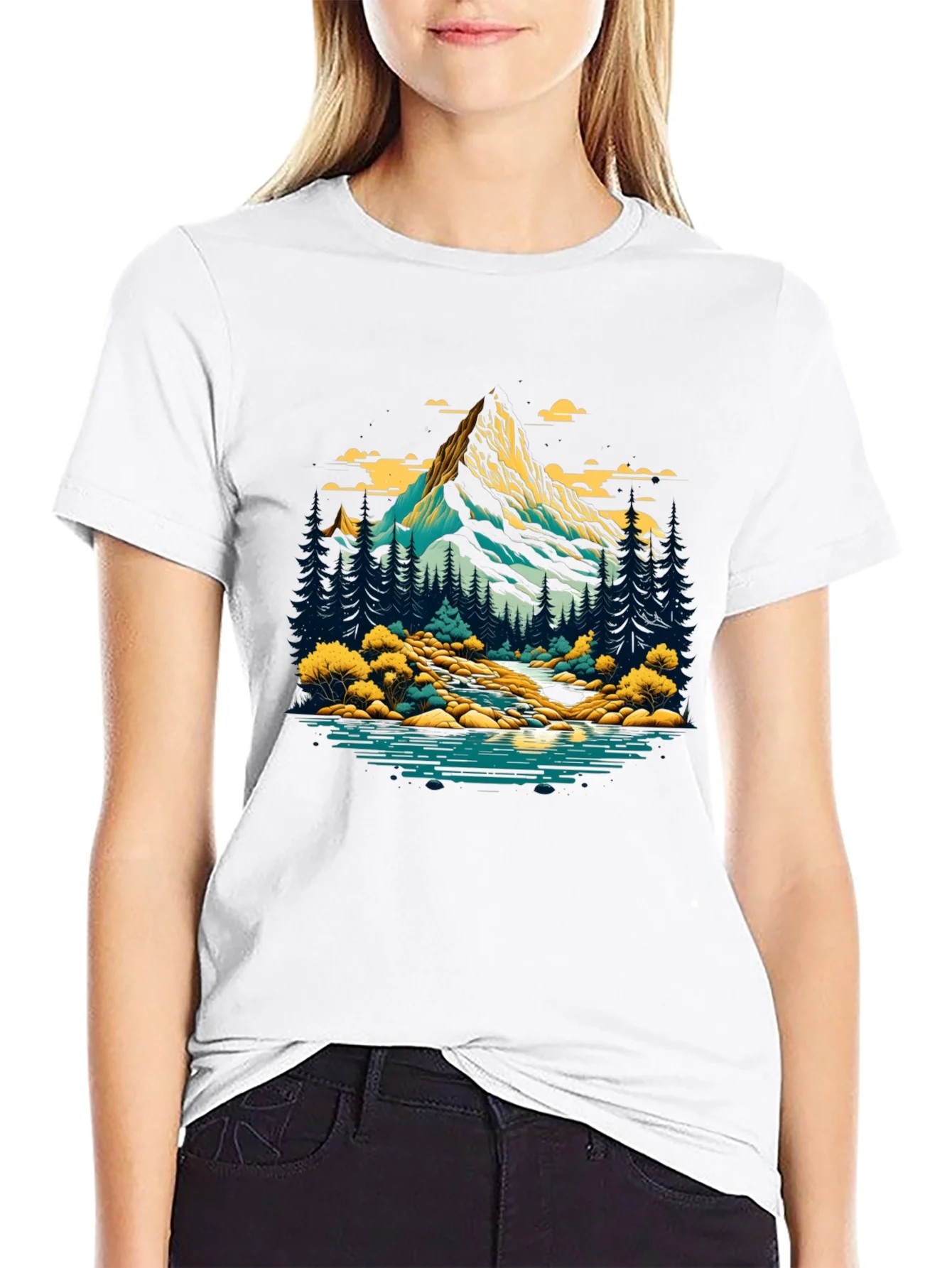 Rebbecca Mountain River Graphic T-Shirt