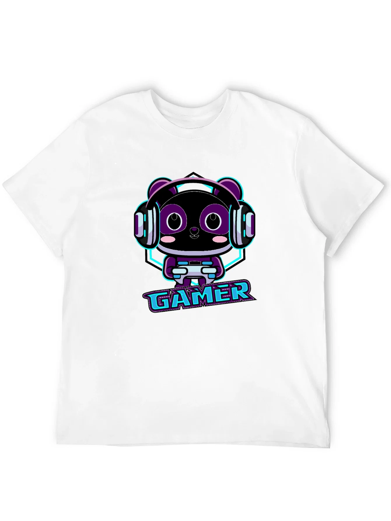 Rebbecca Gamer Panda Graphic T-Shirt - Black Cotton Tee