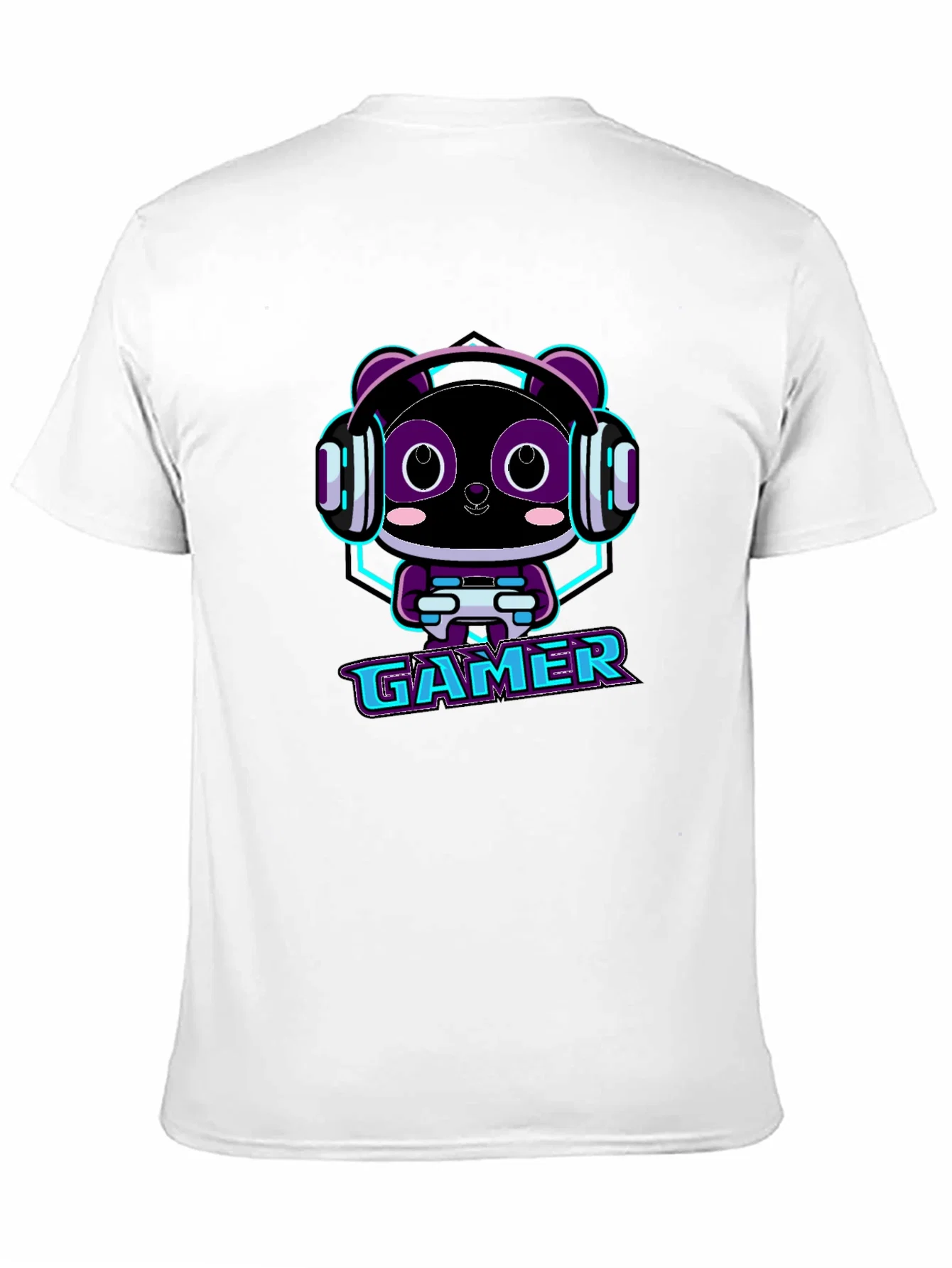 Rebbecca Gamer Panda Graphic T-Shirt - Black Cotton Tee