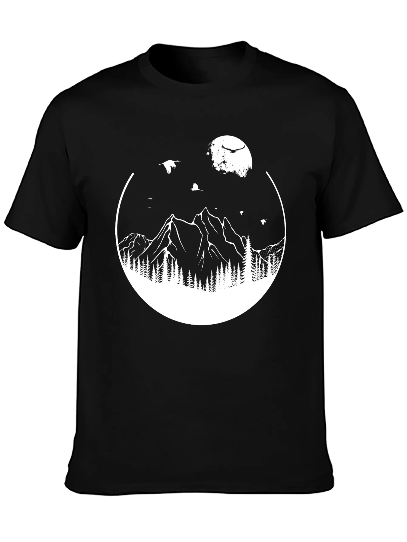 Camiseta Hombre Monta?a y Luna Dise?o Gr¨¢fico