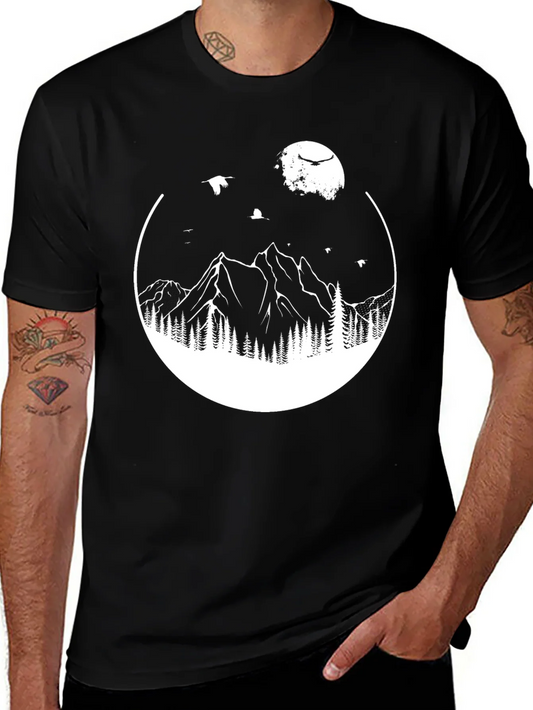 Camiseta Hombre Monta?a y Luna Dise?o Gr¨¢fico