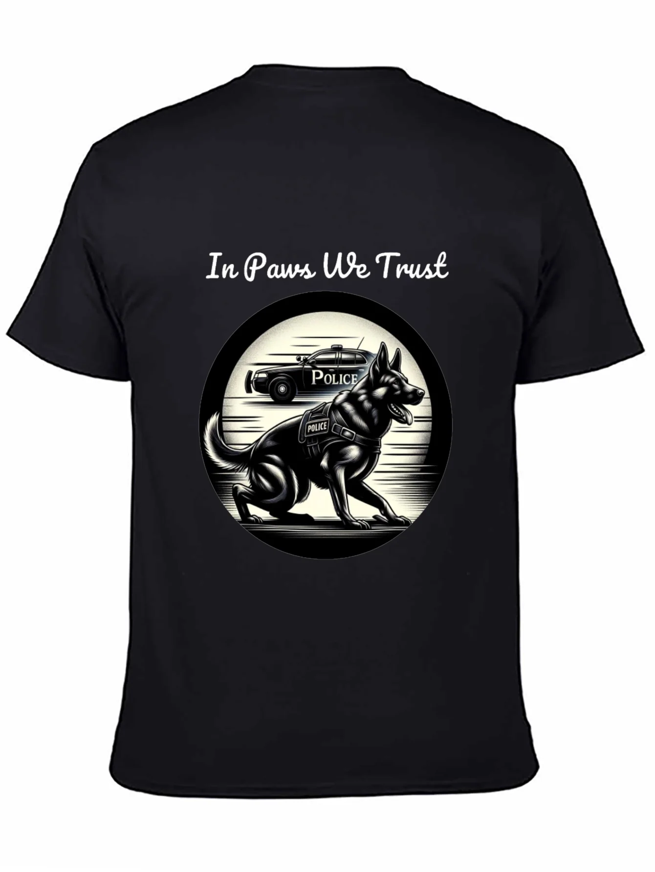 Camiseta Negra In Paws We Trust Polic¨ªa Canina