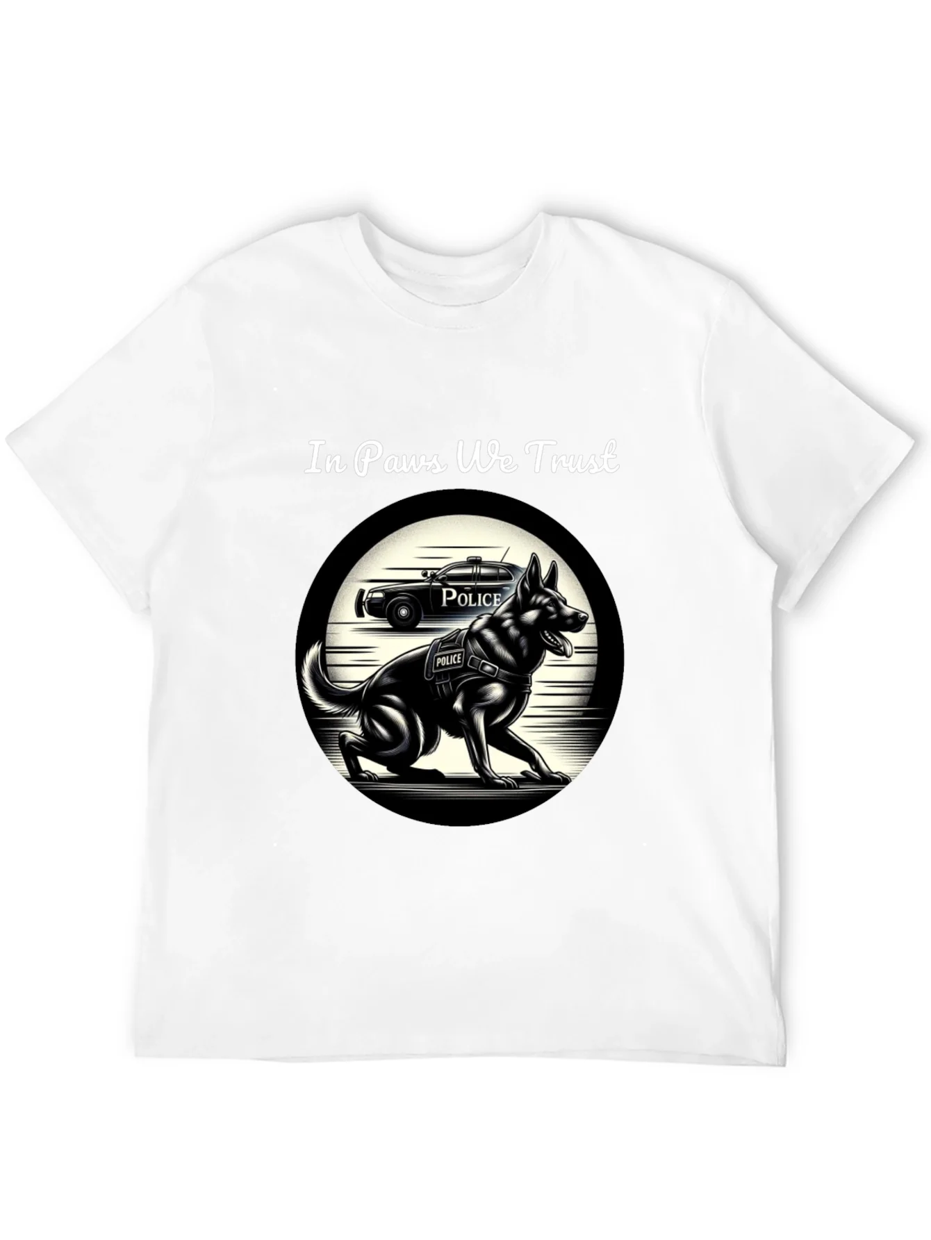 Camiseta Negra In Paws We Trust Polic¨ªa Canina