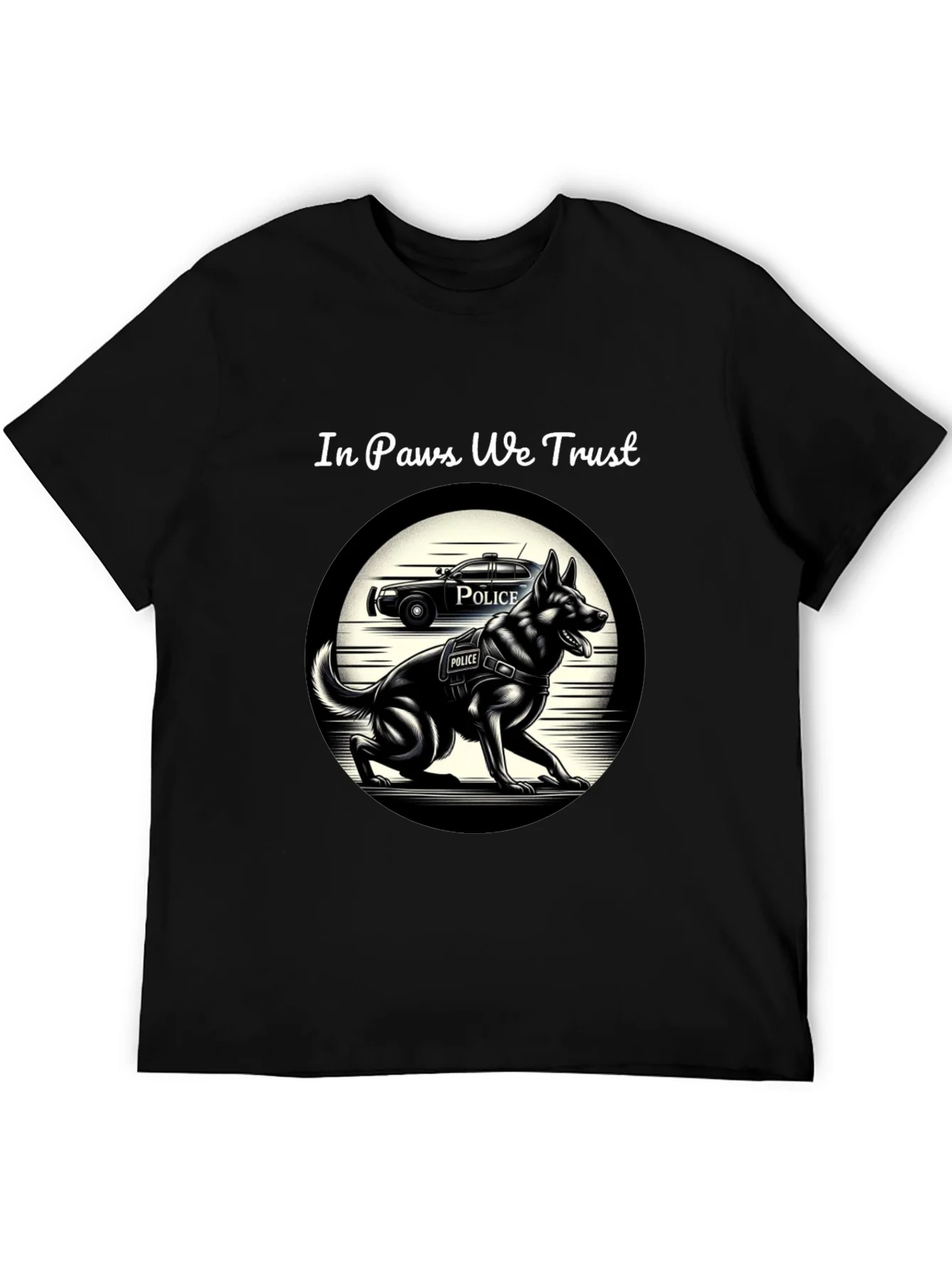 Camiseta Negra In Paws We Trust Polic¨ªa Canina