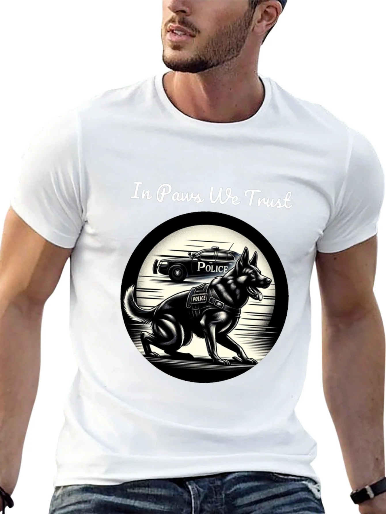 Camiseta Negra In Paws We Trust Polic¨ªa Canina
