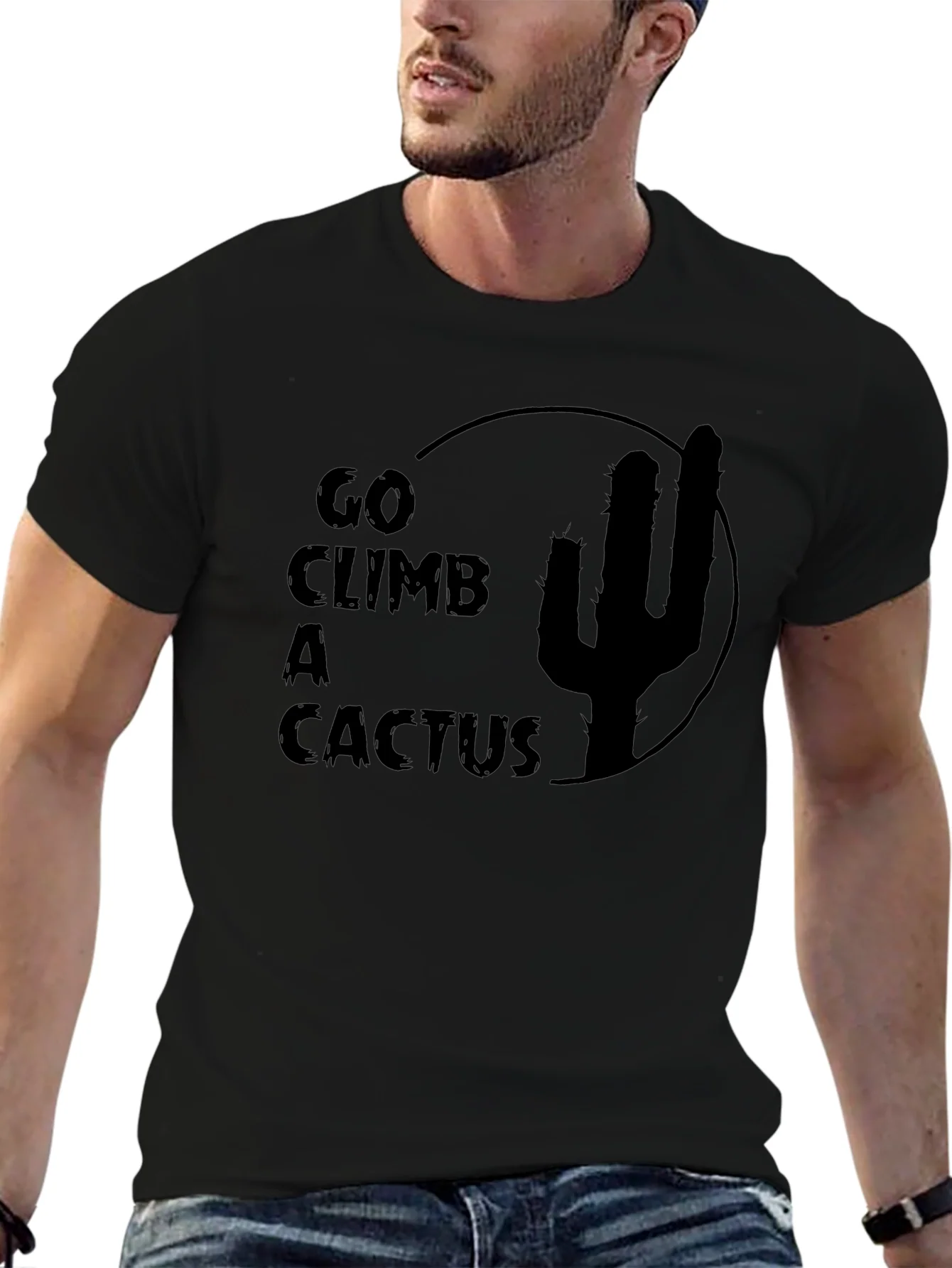 Camiseta Negra Go Climb a Cactus