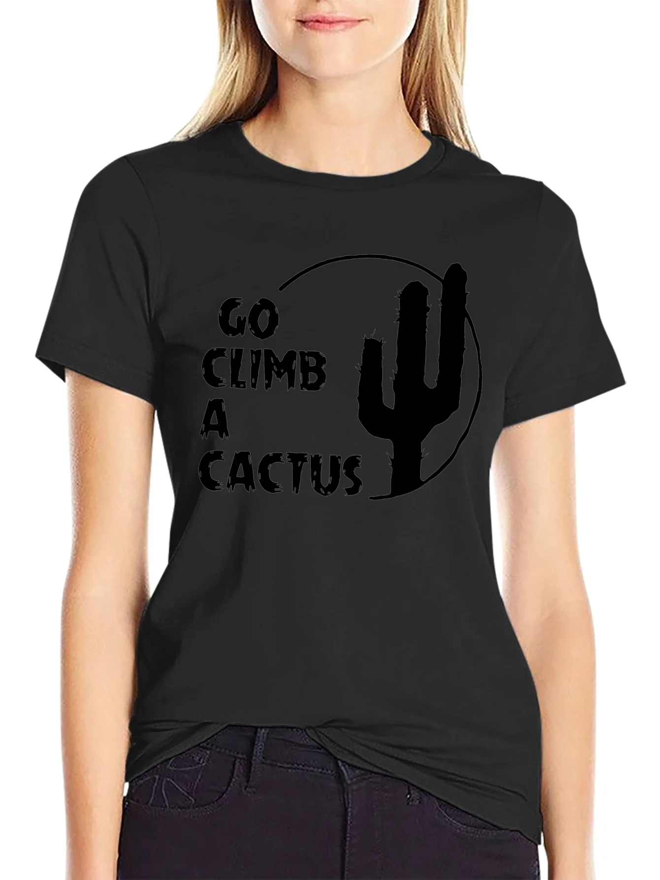 Camiseta Negra Go Climb a Cactus