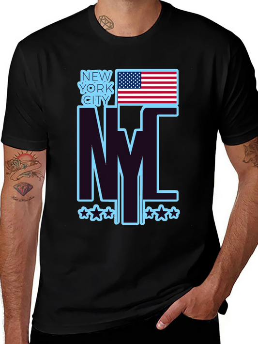 Rebbecca NYC USA Flag Graphic Tee - Black Casual T-Shirt