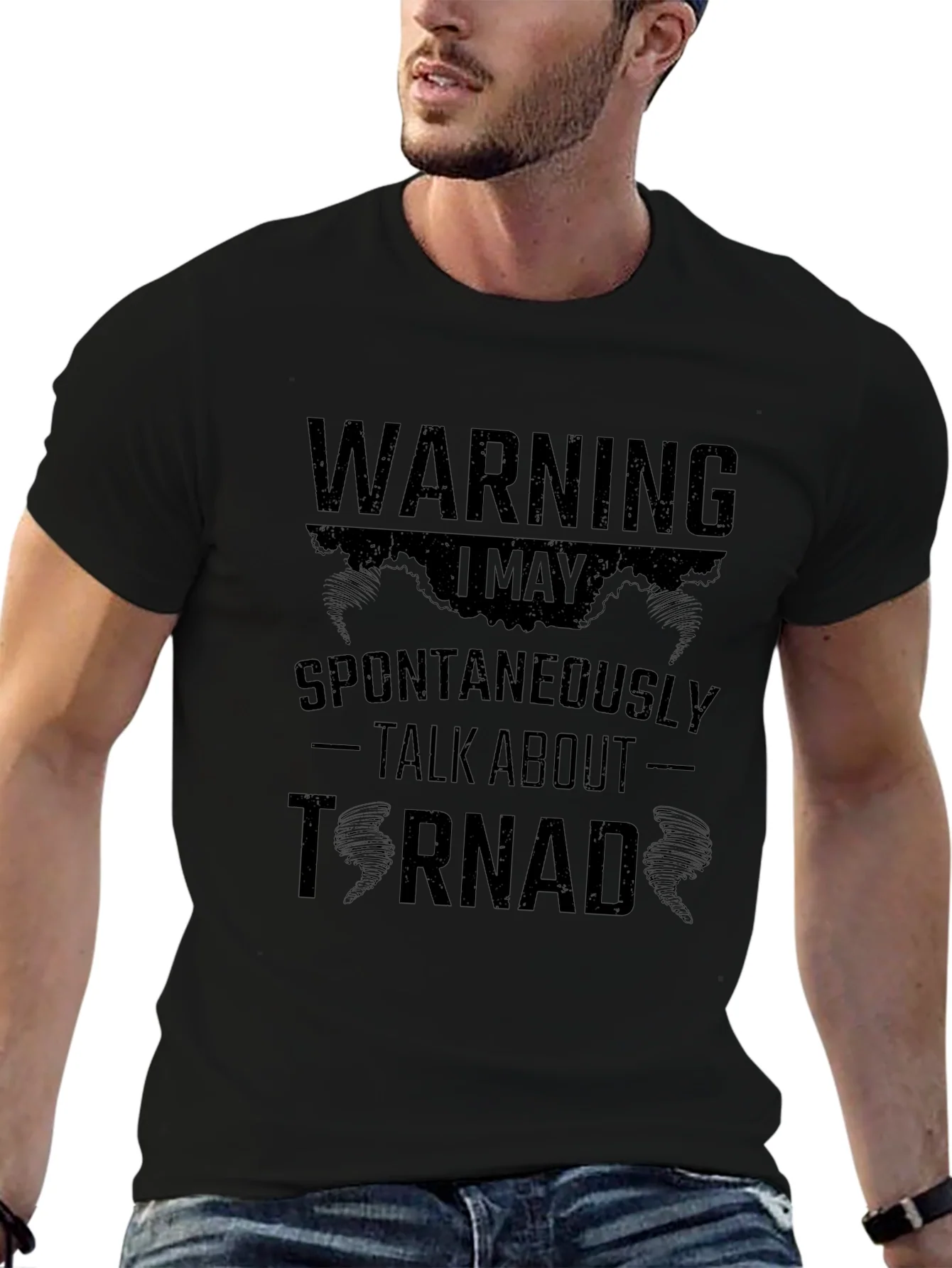 Camiseta Negra Hombre - Advertencia Tornado