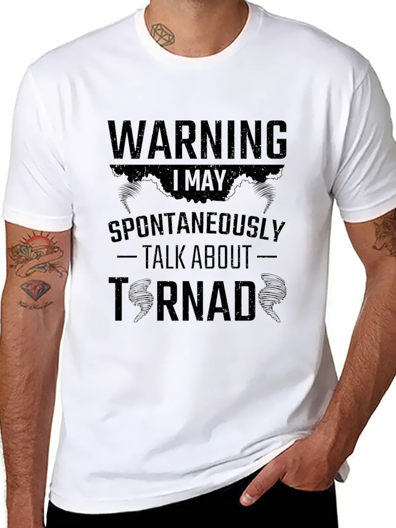 Camiseta Negra Hombre - Advertencia Tornado