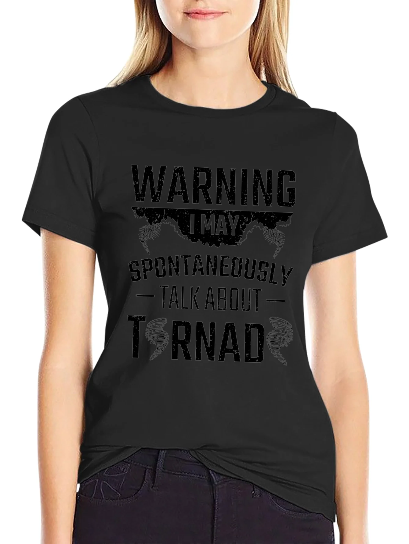 Camiseta Negra Hombre - Advertencia Tornado