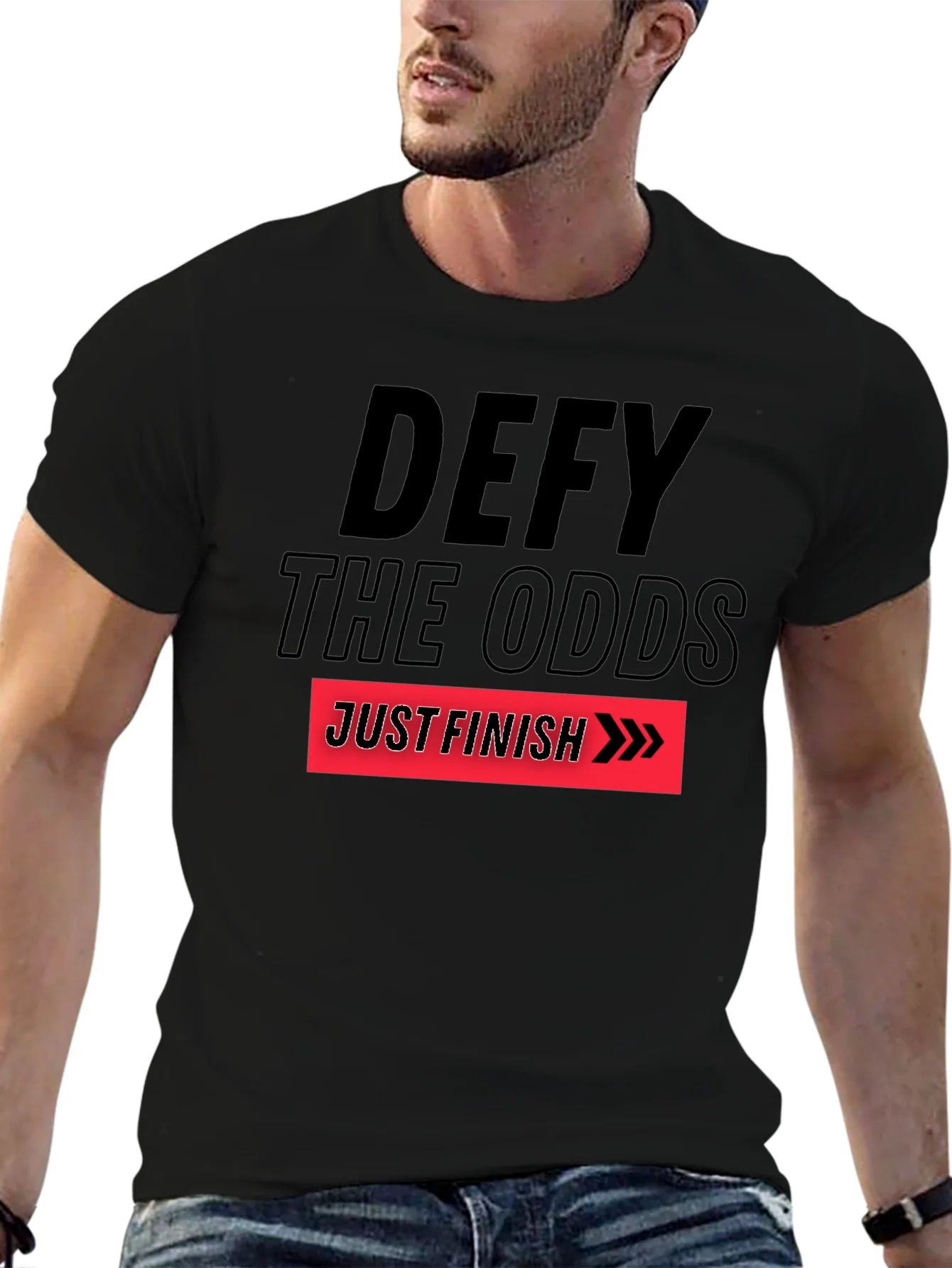Camiseta Negra Motivacional Defy The Odds