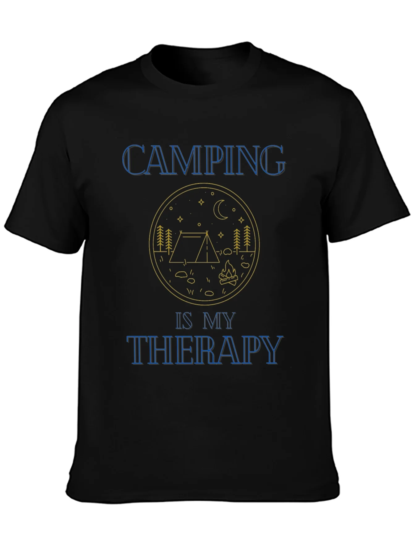 Camiseta Negra - Camping is my Therapy