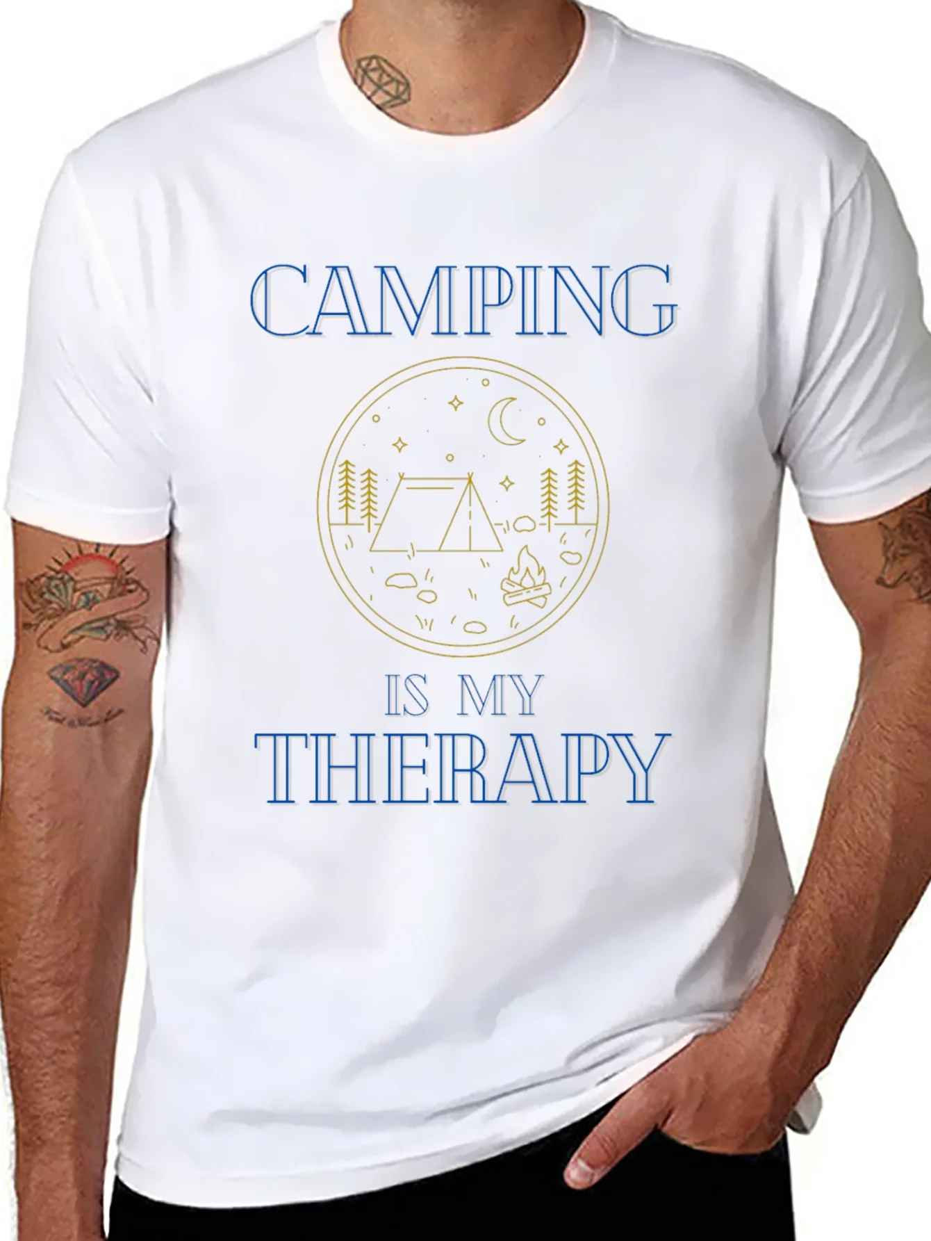 Camiseta Negra - Camping is my Therapy