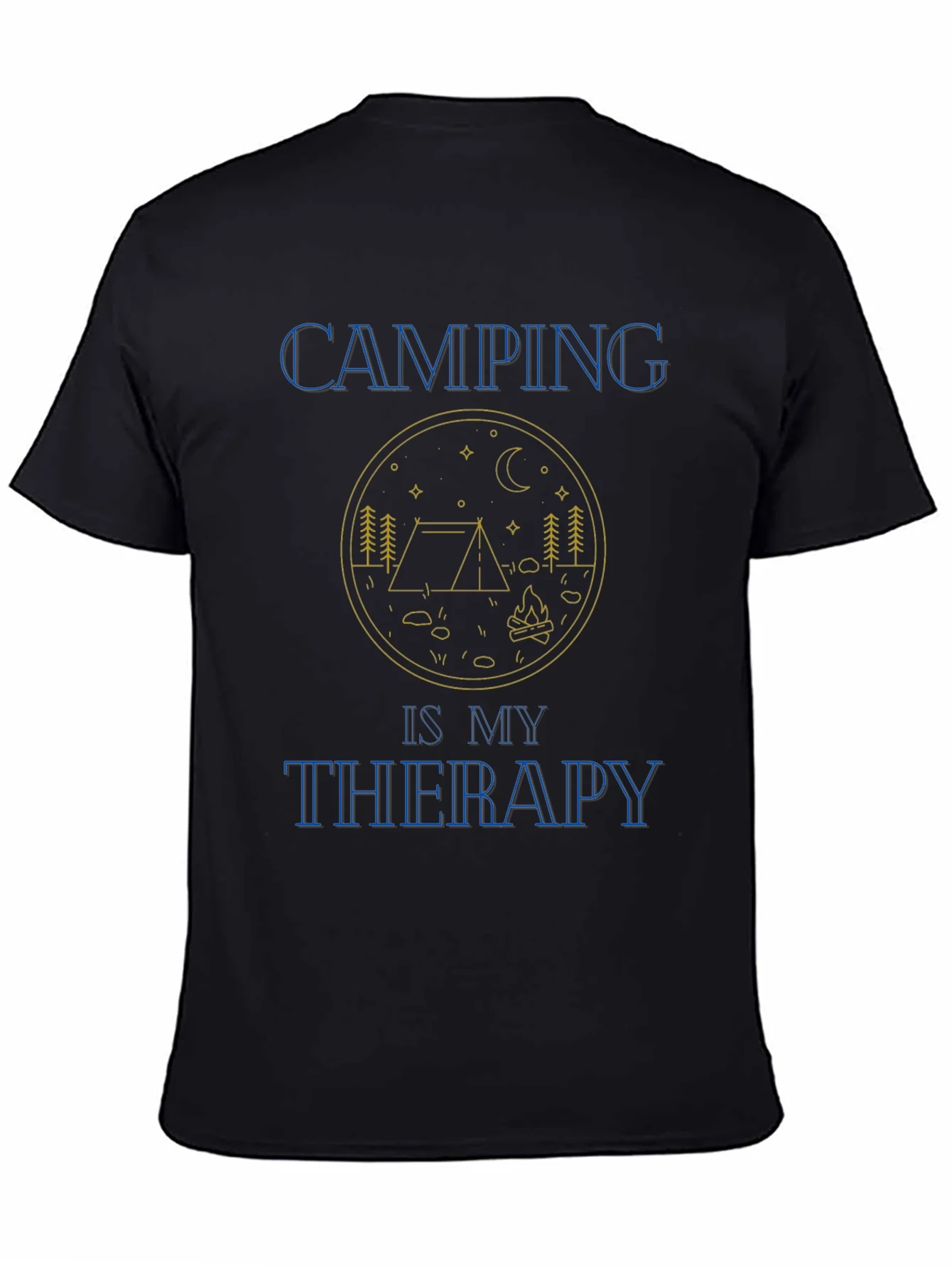 Camiseta Negra - Camping is my Therapy