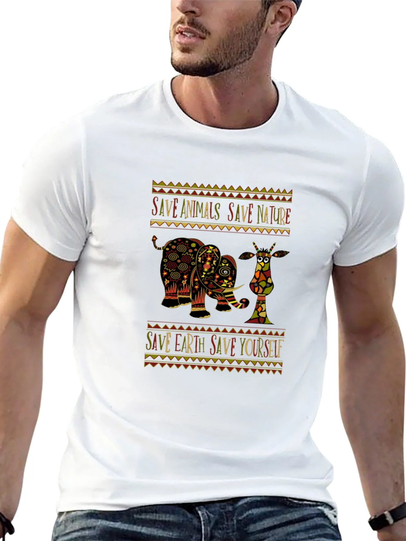 Camiseta Negra con Dise?o de Elefante y Mensaje Ecol¨®gico